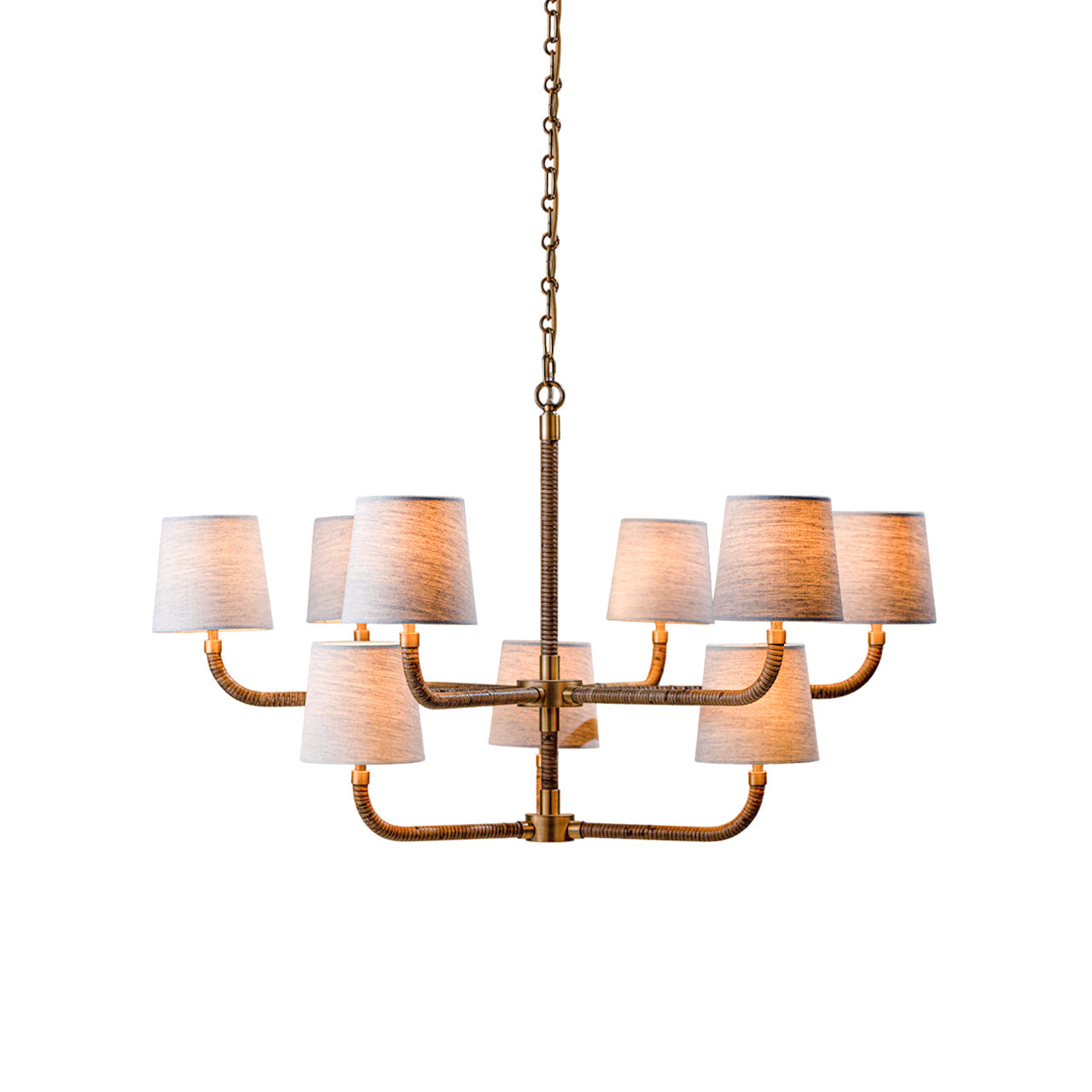 Avdoria Vintage Industrial Holden Cane Gold Fabric Chandelier - Lamp Copper