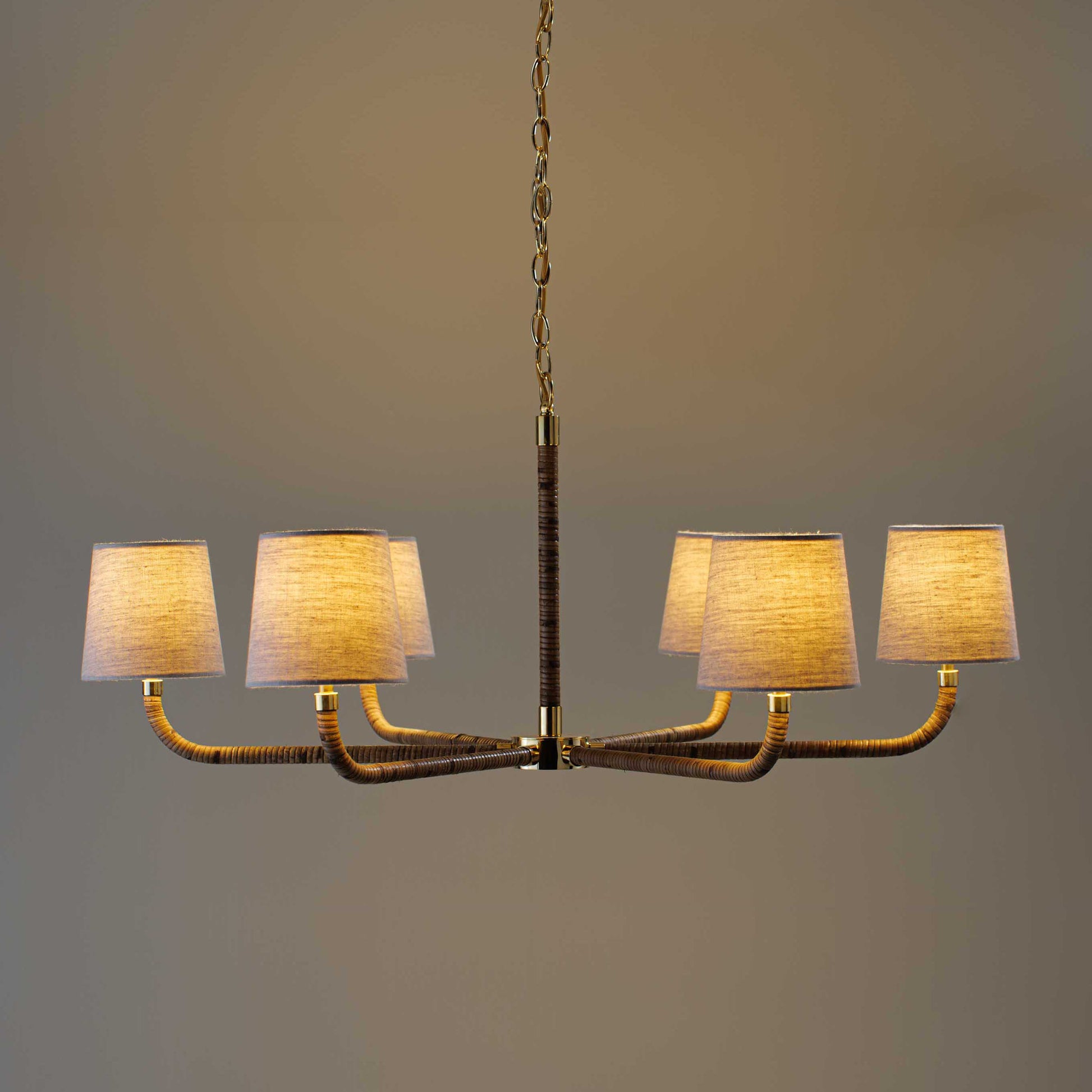 Avdoria Vintage Industrial Holden Cane Gold Fabric Chandelier - Lamp Copper
