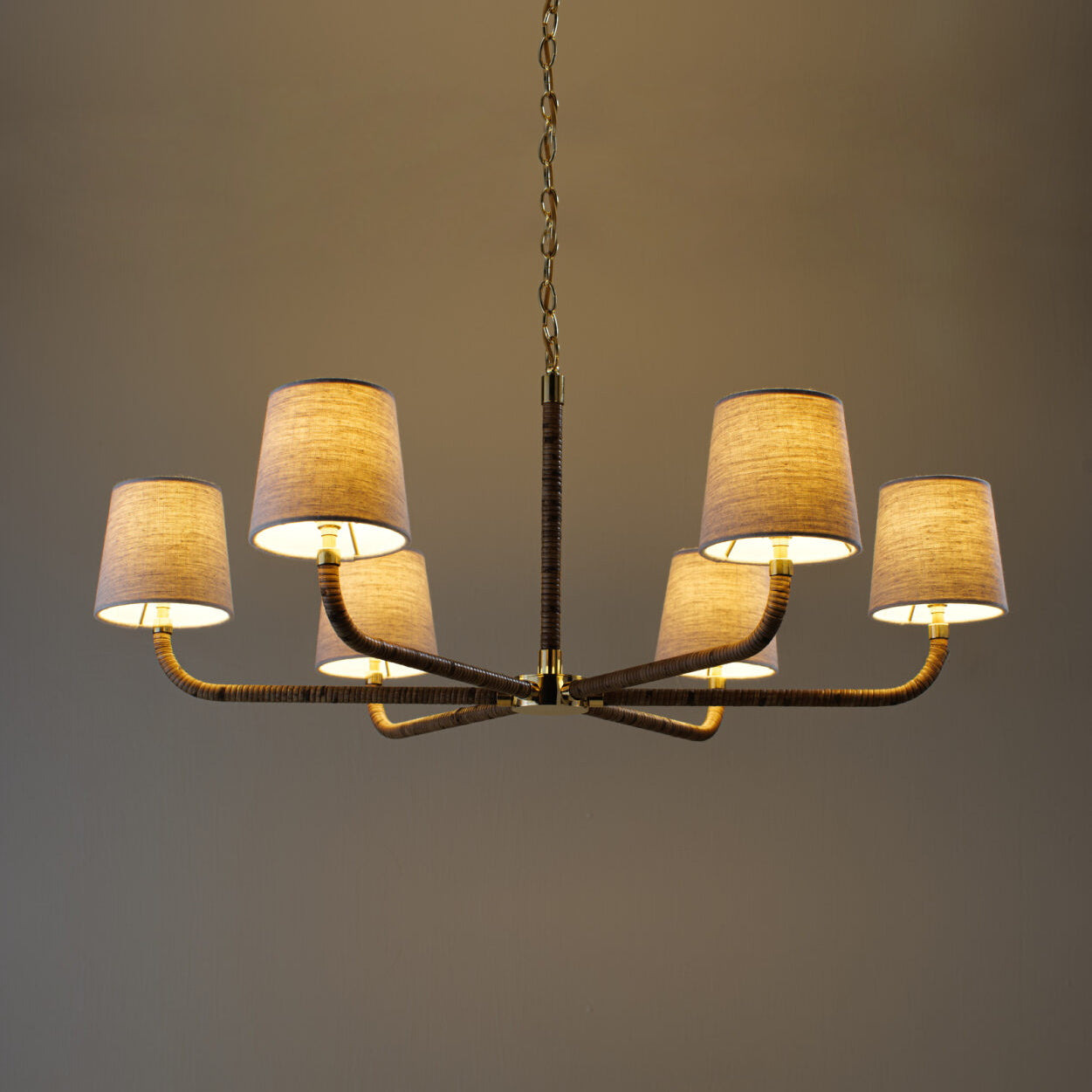 Avdoria Vintage Industrial Holden Cane Gold Fabric Chandelier - Lamp Copper