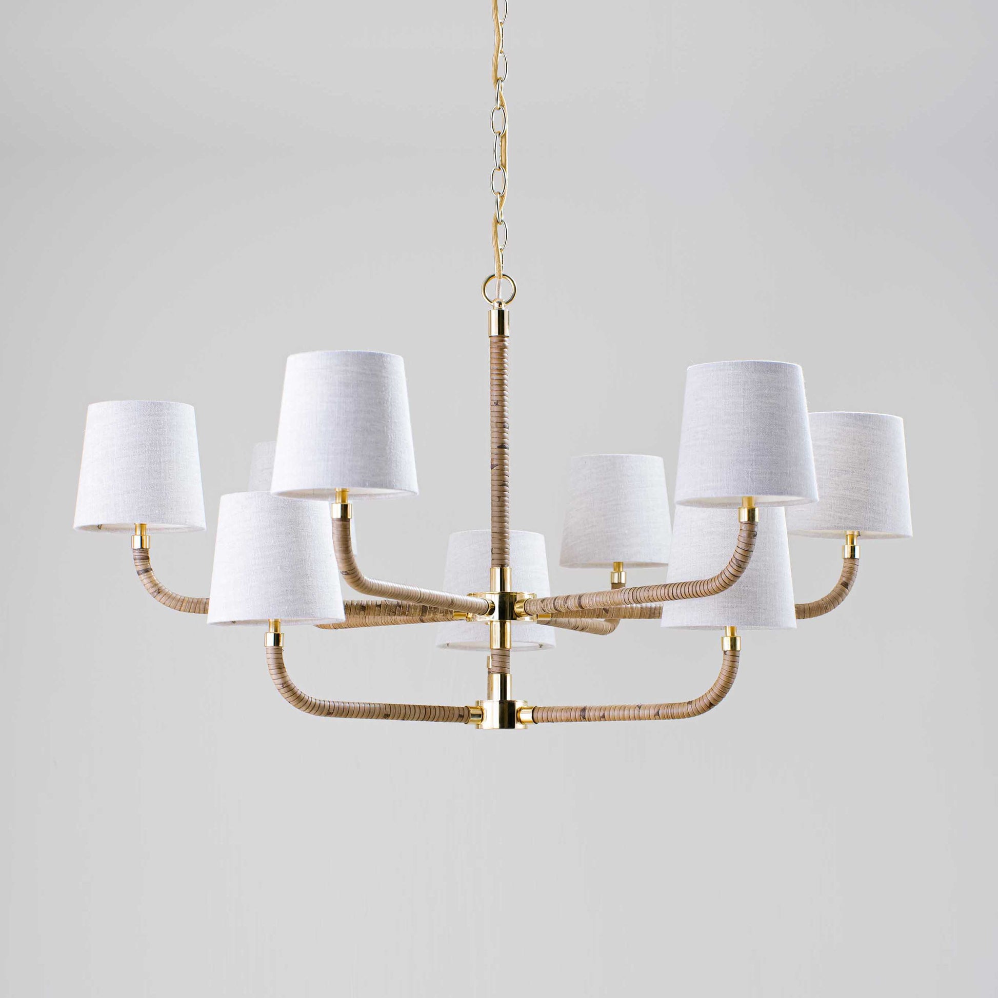 Avdoria Vintage Industrial Holden Cane Gold Fabric Chandelier - Lamp Copper