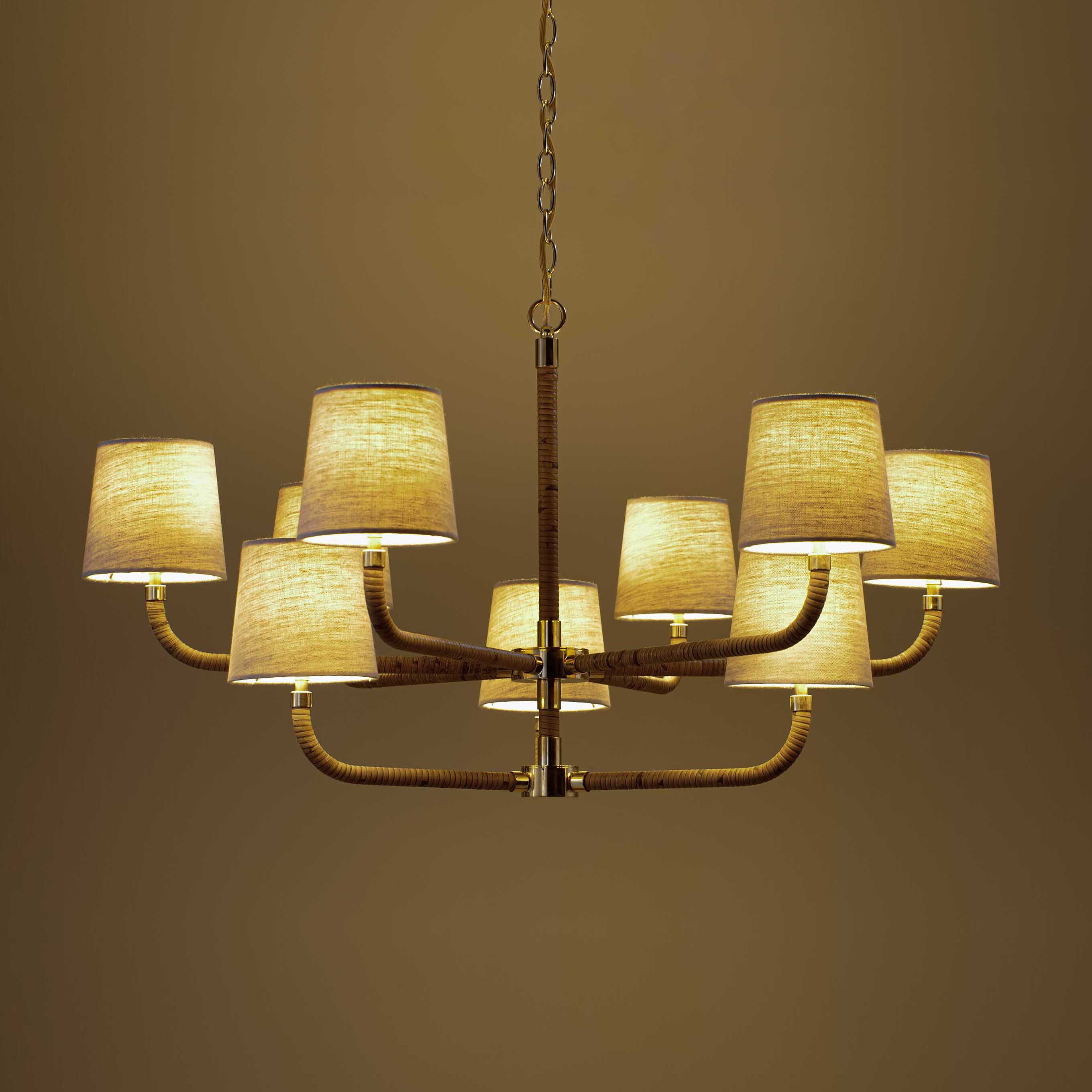 Avdoria Vintage Industrial Holden Cane Gold Fabric Chandelier - Lamp Copper