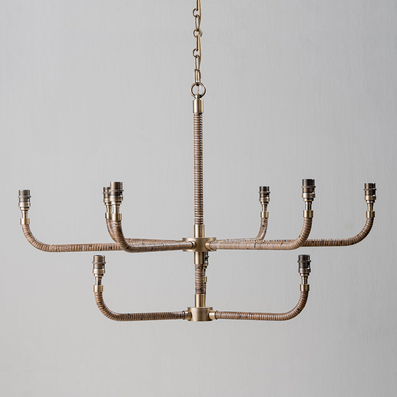 Avdoria Vintage Industrial Holden Cane Gold Fabric Chandelier - Lamp Copper