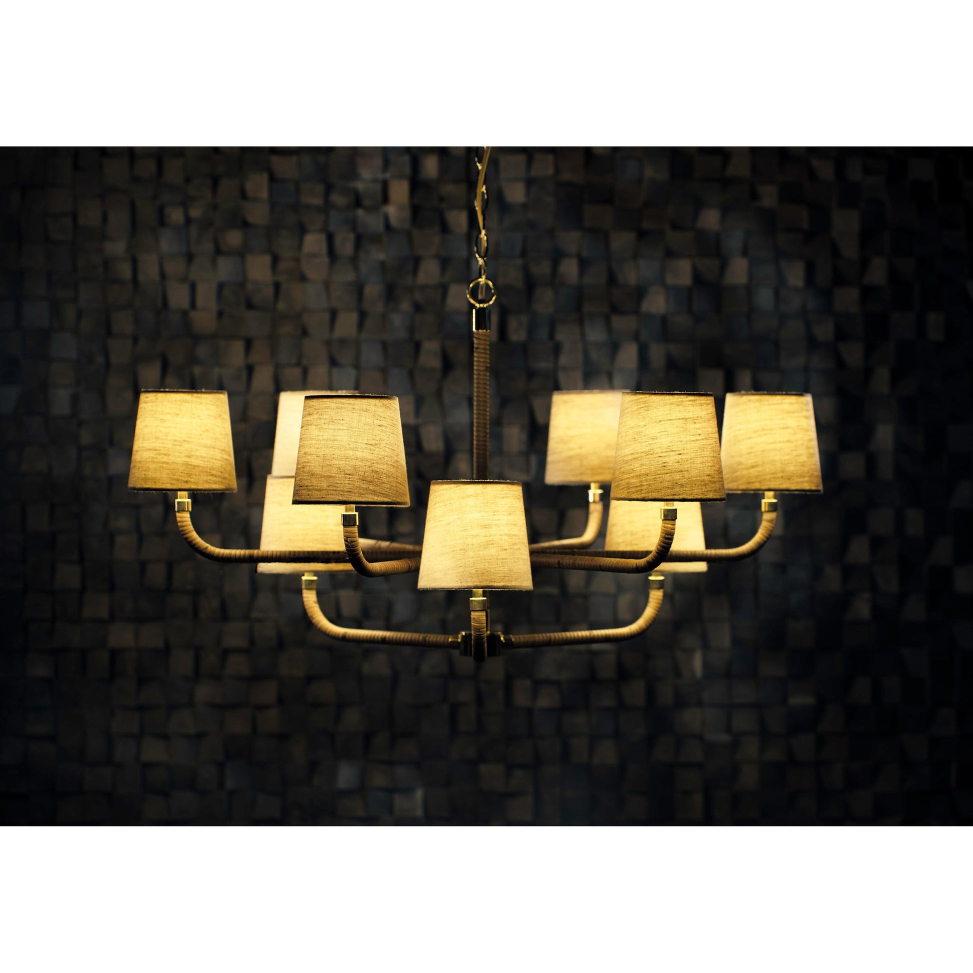 Avdoria Vintage Industrial Holden Cane Gold Fabric Chandelier - Lamp Copper