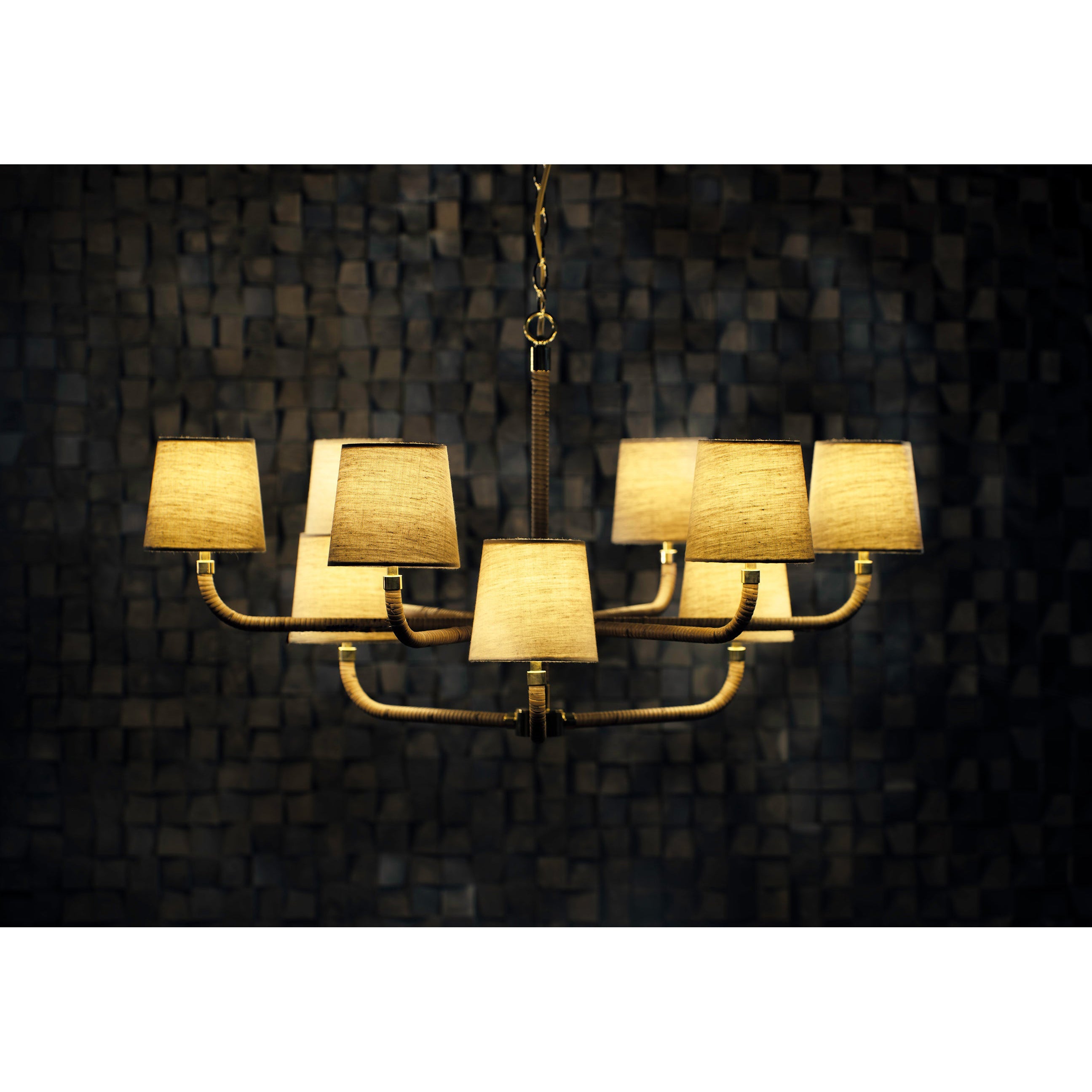 Avdoria Vintage Industrial Holden Cane Gold Fabric Chandelier - Lamp Copper
