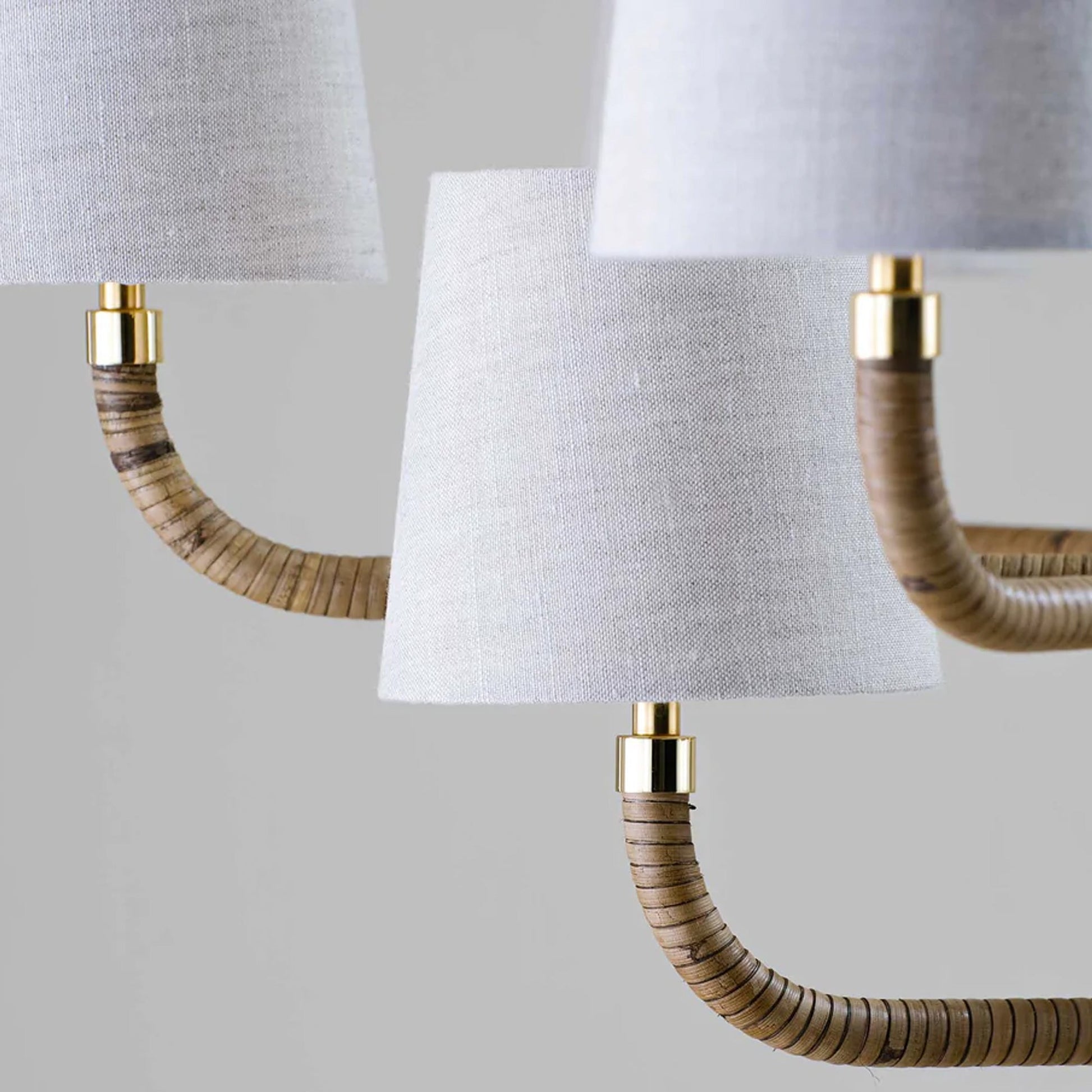 Avdoria Vintage Industrial Holden Cane Gold Fabric Chandelier - Lamp Copper