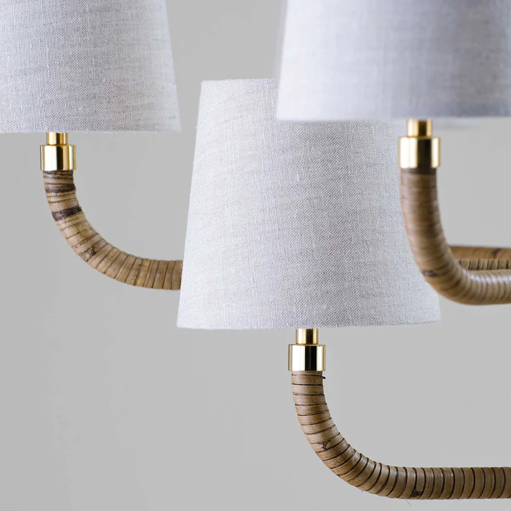 Avdoria Vintage Industrial Holden Cane Gold Fabric Chandelier - Lamp Copper