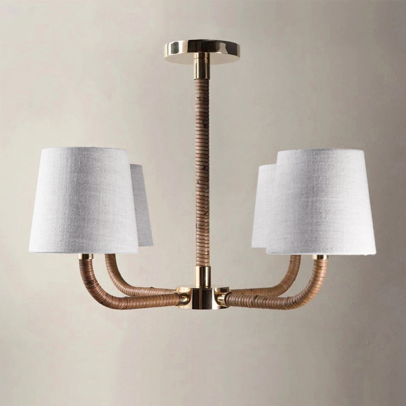 Avdoria Vintage Industrial Holden Cane Gold Fabric Chandelier - Lamp Copper