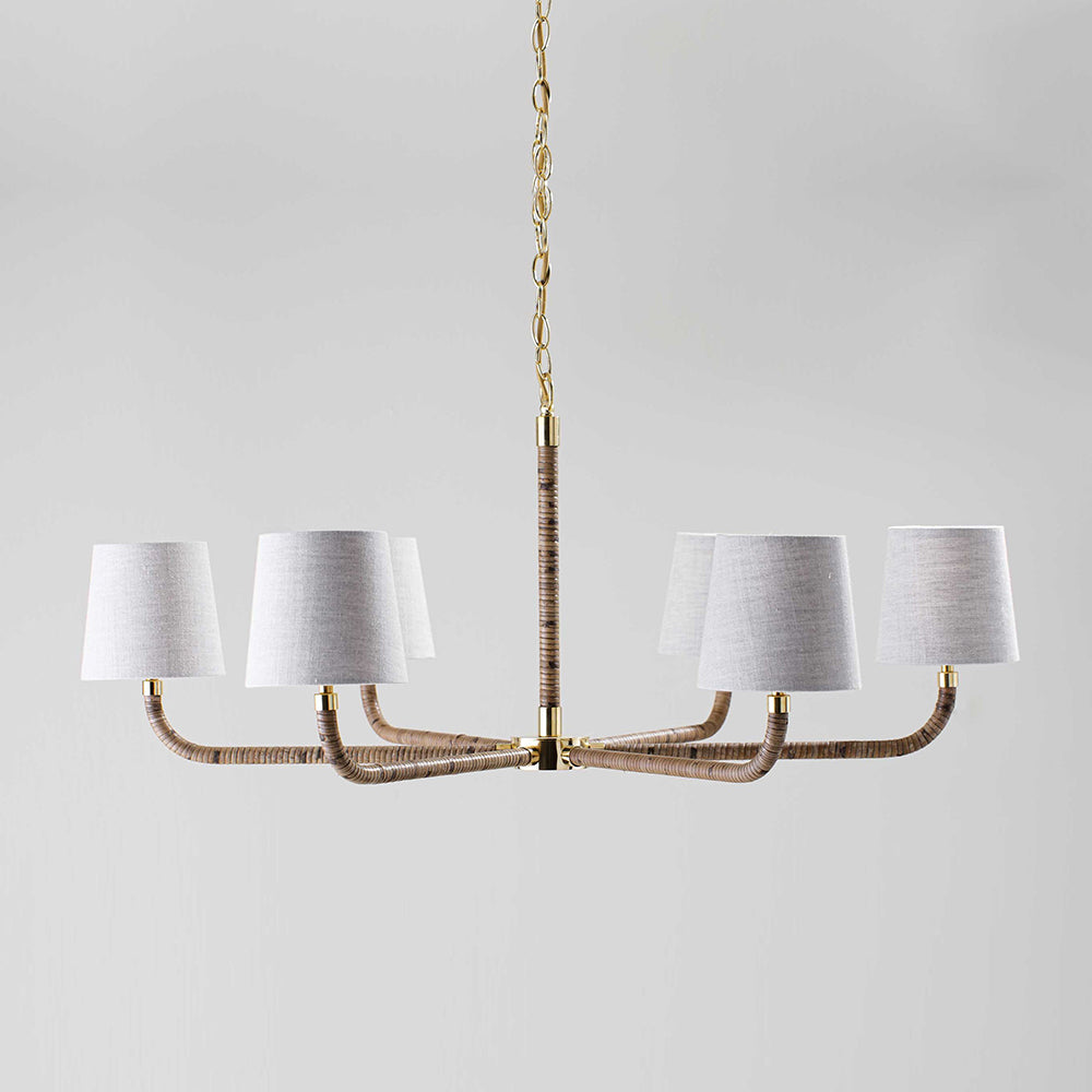 Avdoria Vintage Industrial Holden Cane Gold Fabric Chandelier - Lamp Copper