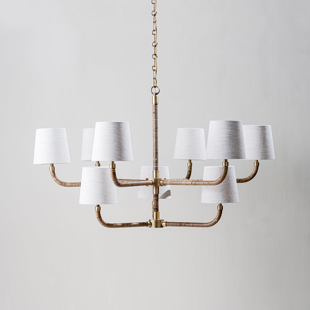 Avdoria Vintage Industrial Holden Cane Gold Fabric Chandelier - Lamp Copper