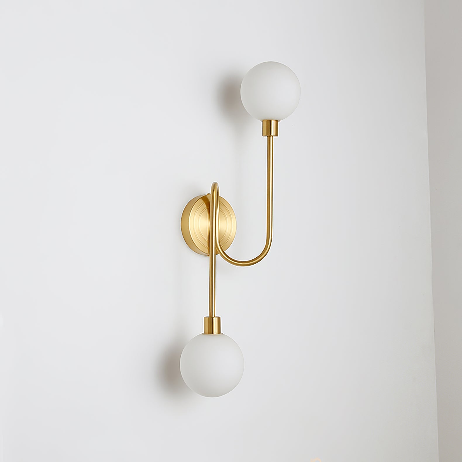 Holten Modern Minimalist Armed Brass Glass Sconce Wall Lamp - Lamp Copper