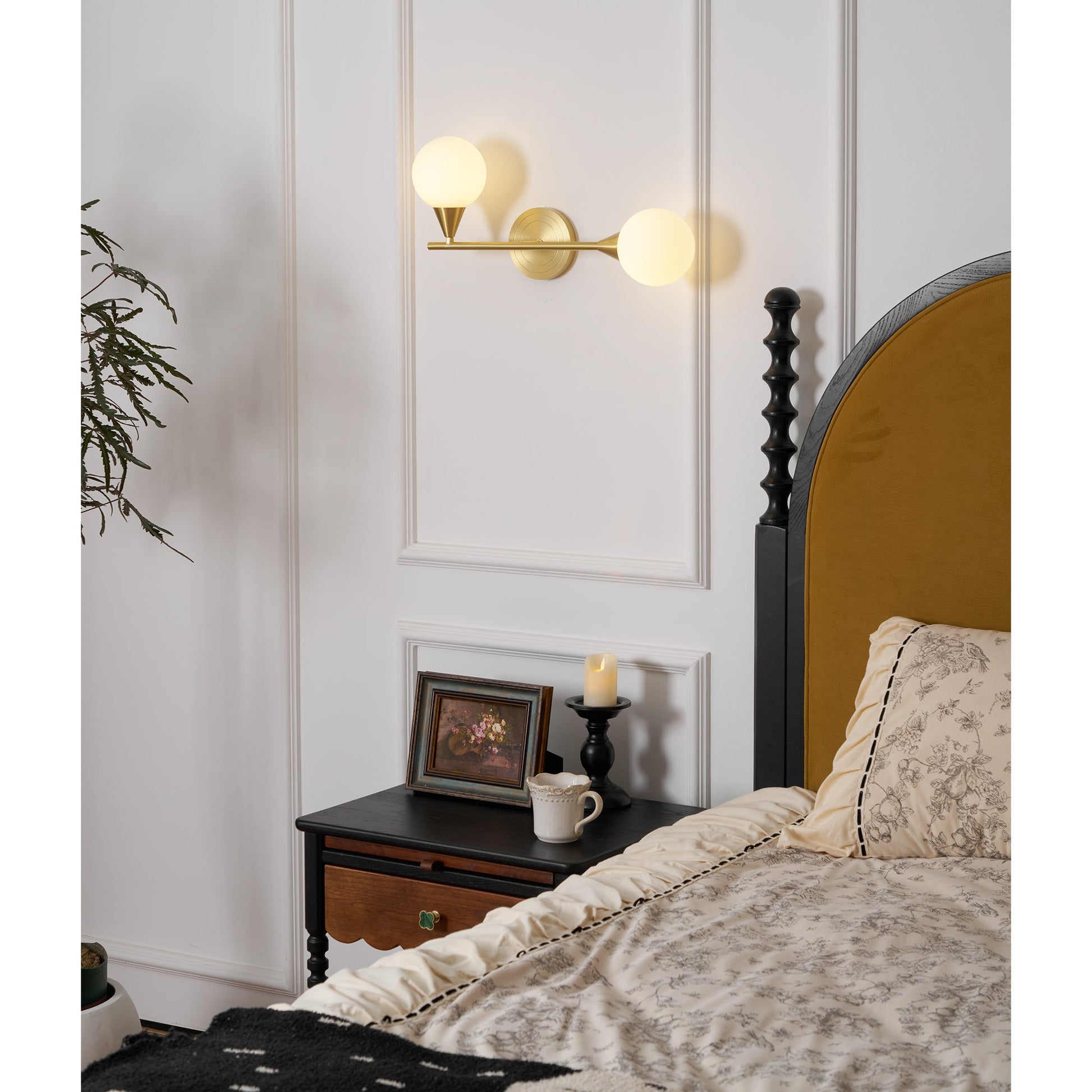 Holten Modern Minimalist Armed Brass Glass Sconce Wall Lamp - Lamp Copper