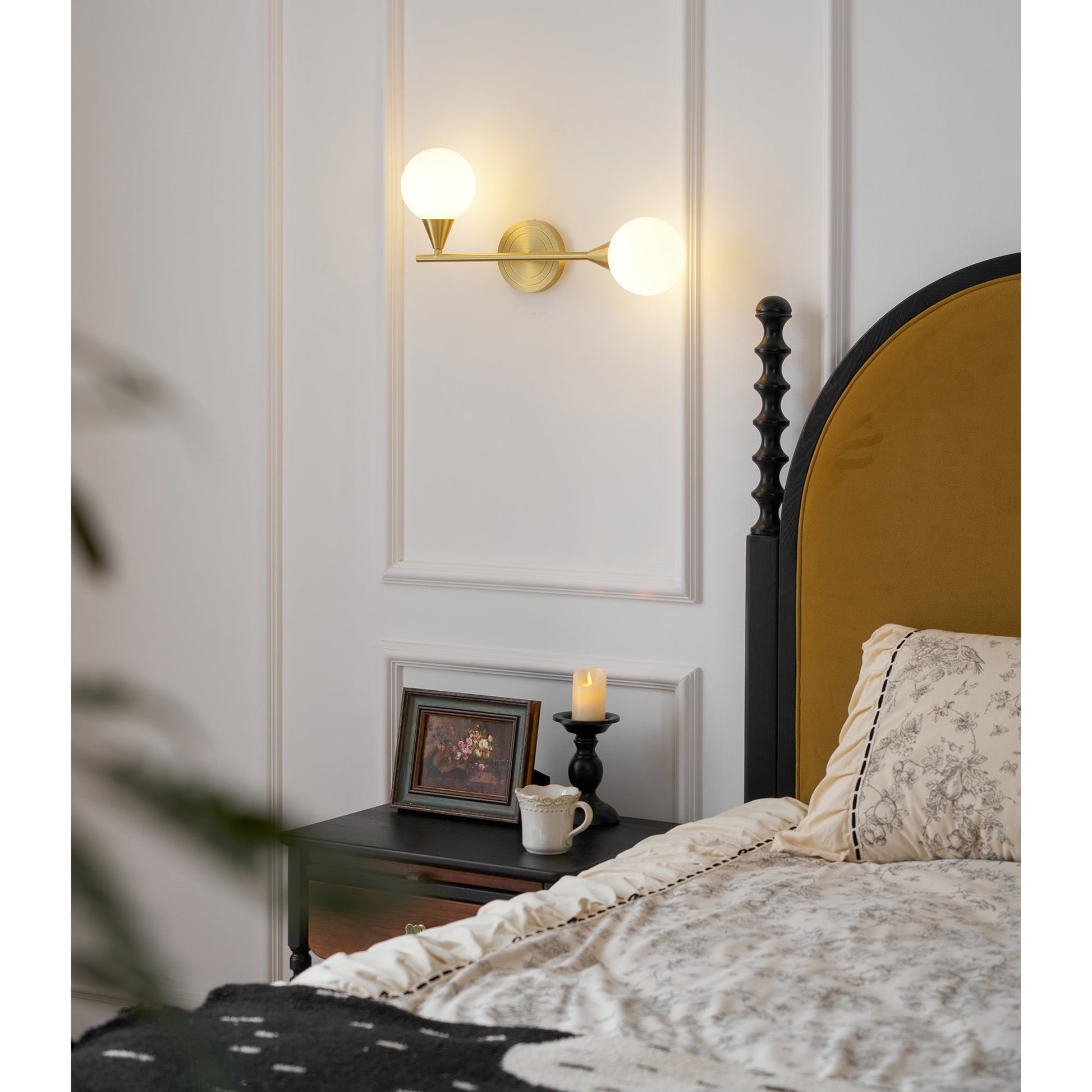 Holten Modern Minimalist Armed Brass Glass Sconce Wall Lamp - Lamp Copper