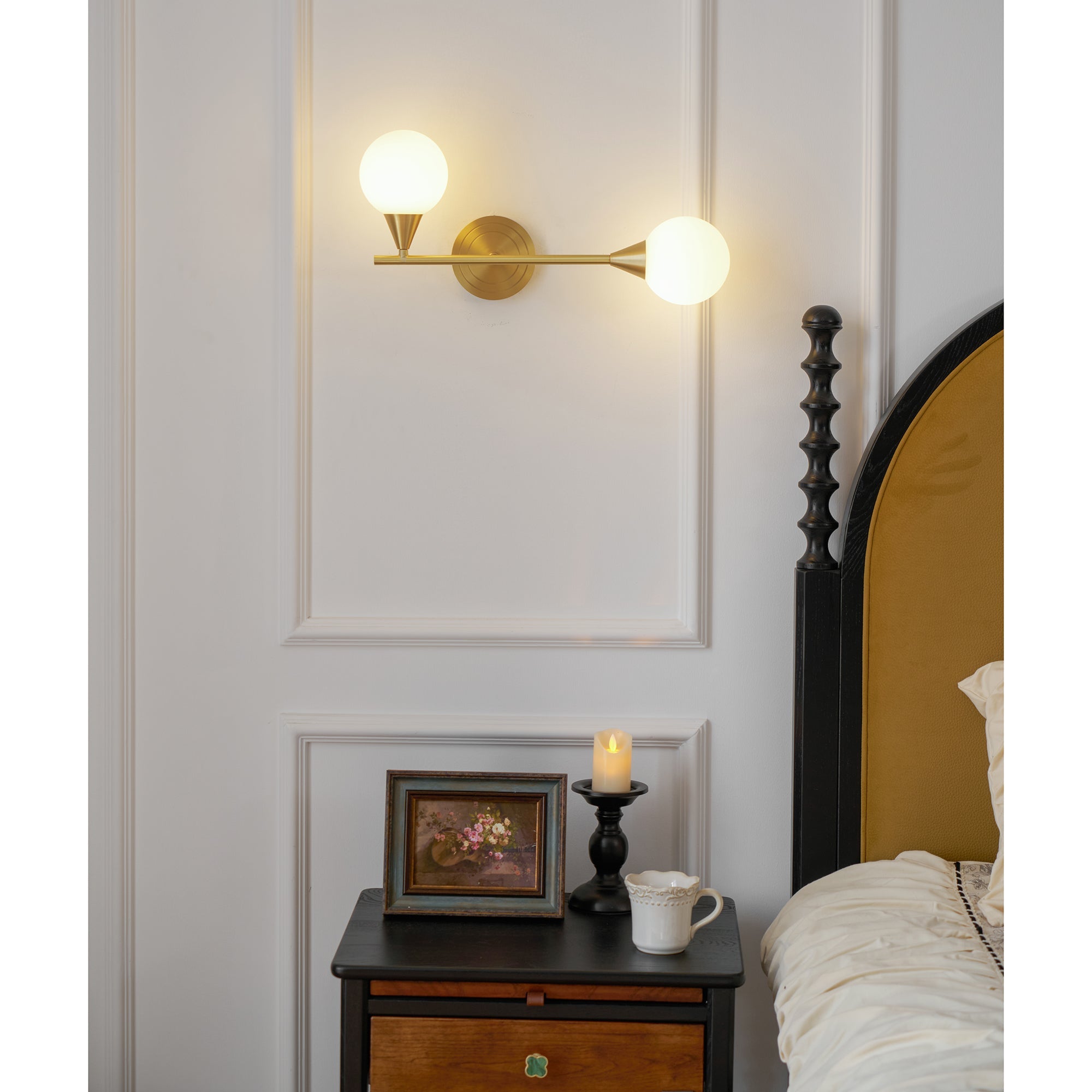 Holten Modern Minimalist Armed Brass Glass Sconce Wall Lamp - Lamp Copper