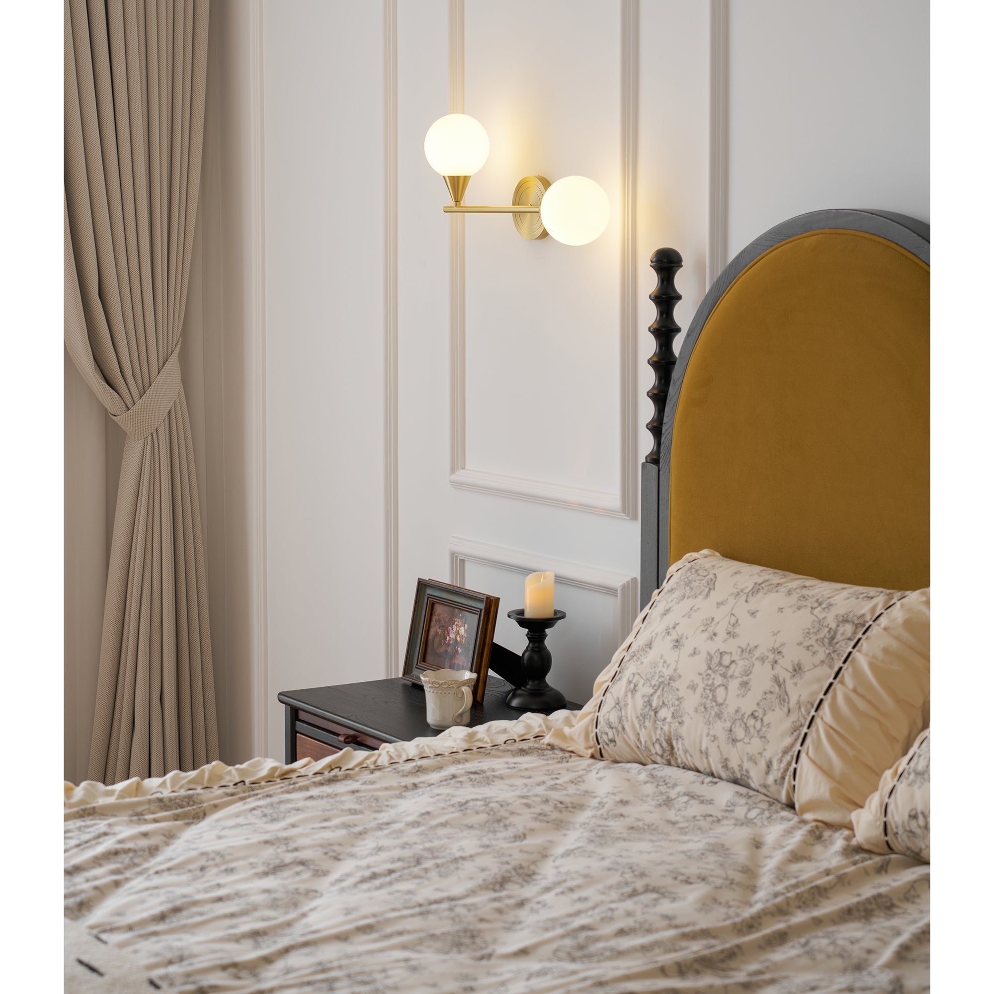 Holten Modern Minimalist Armed Brass Glass Sconce Wall Lamp - Lamp Copper