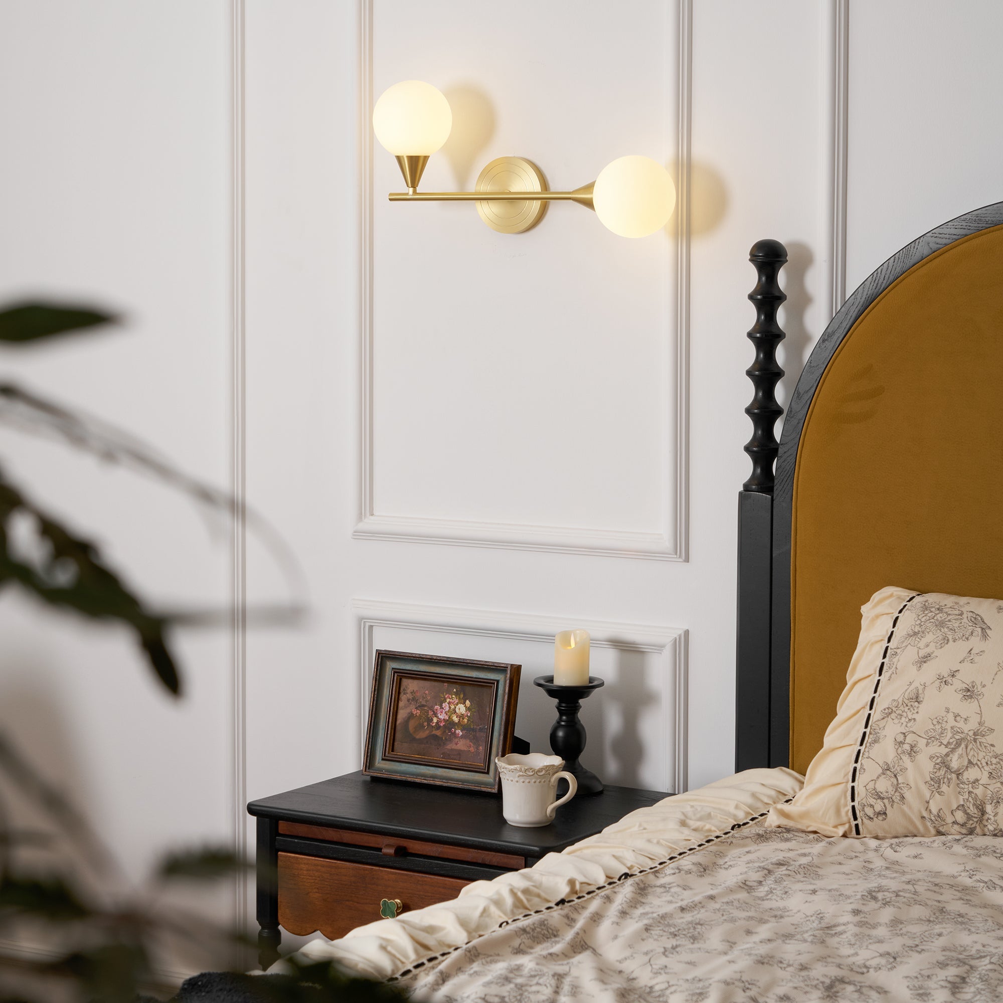 Holten Modern Minimalist Armed Brass Glass Sconce Wall Lamp - Lamp Copper