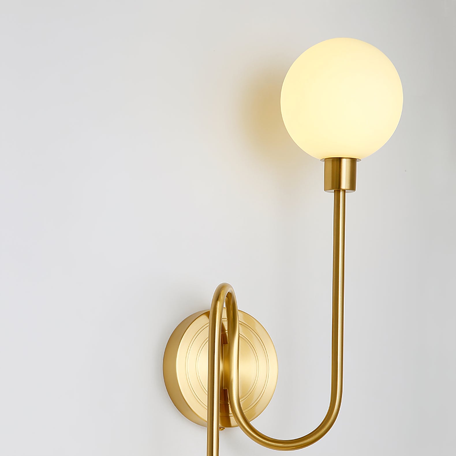 Holten Modern Minimalist Armed Brass Glass Sconce Wall Lamp - Lamp Copper