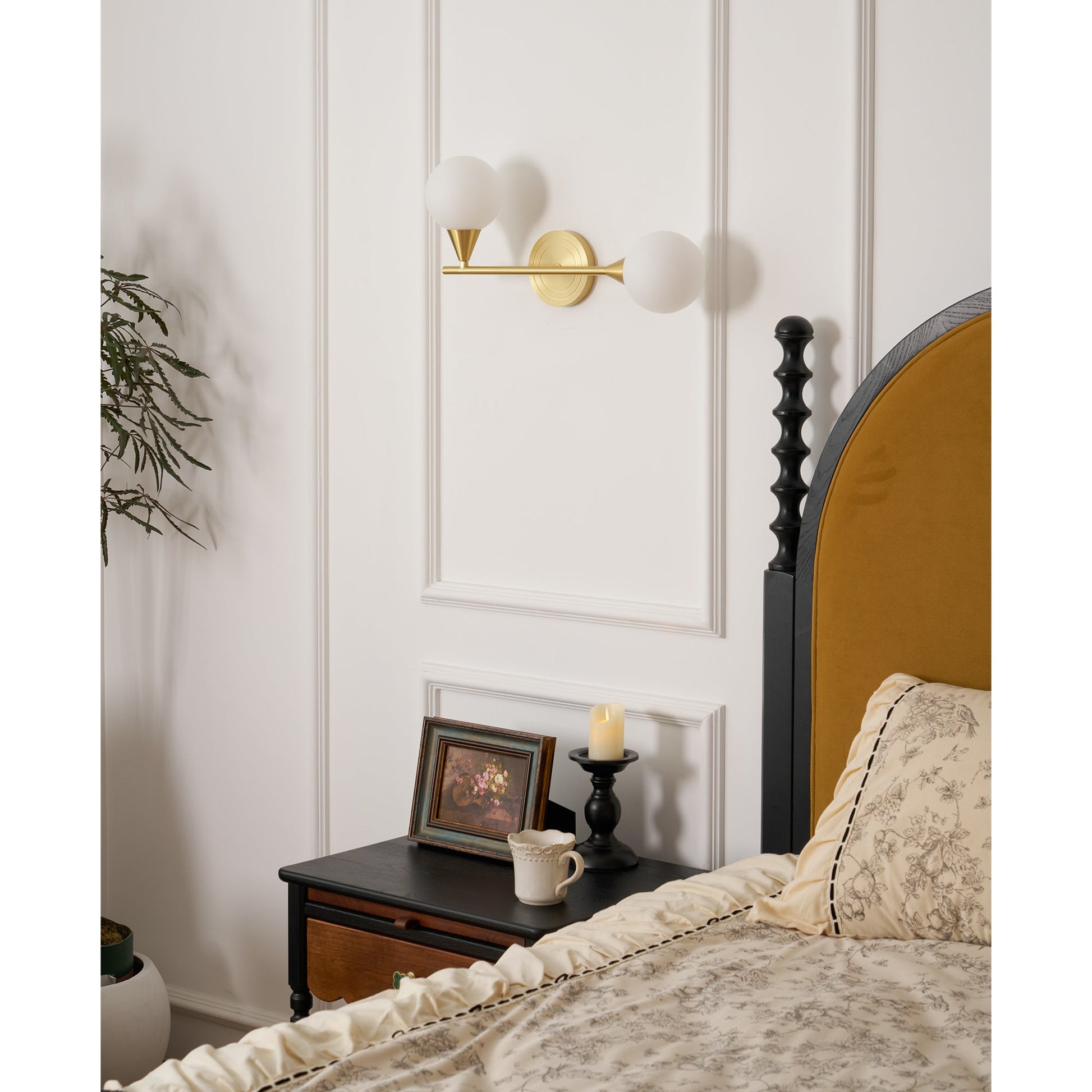 Holten Modern Minimalist Armed Brass Glass Sconce Wall Lamp - Lamp Copper