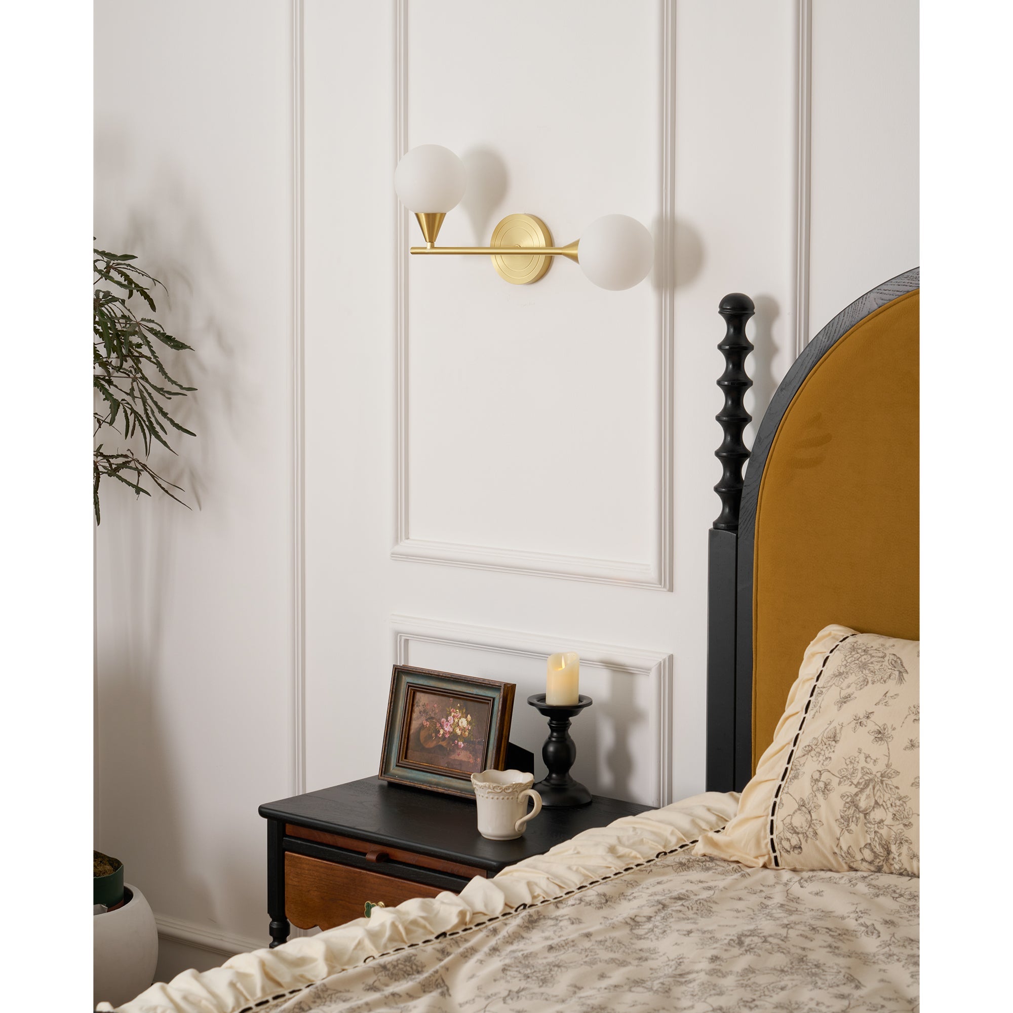 Holten Modern Minimalist Armed Brass Glass Sconce Wall Lamp - Lamp Copper