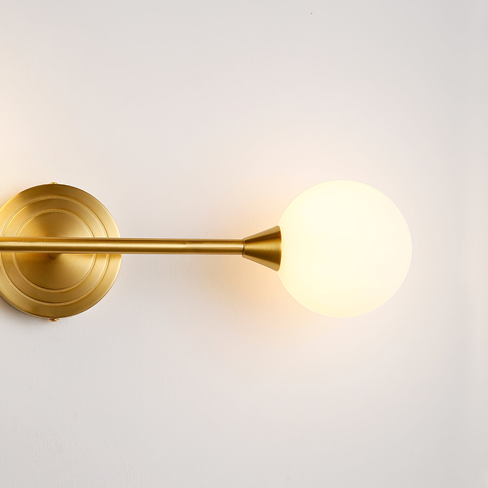 Holten Modern Minimalist Armed Brass Glass Sconce Wall Lamp - Lamp Copper
