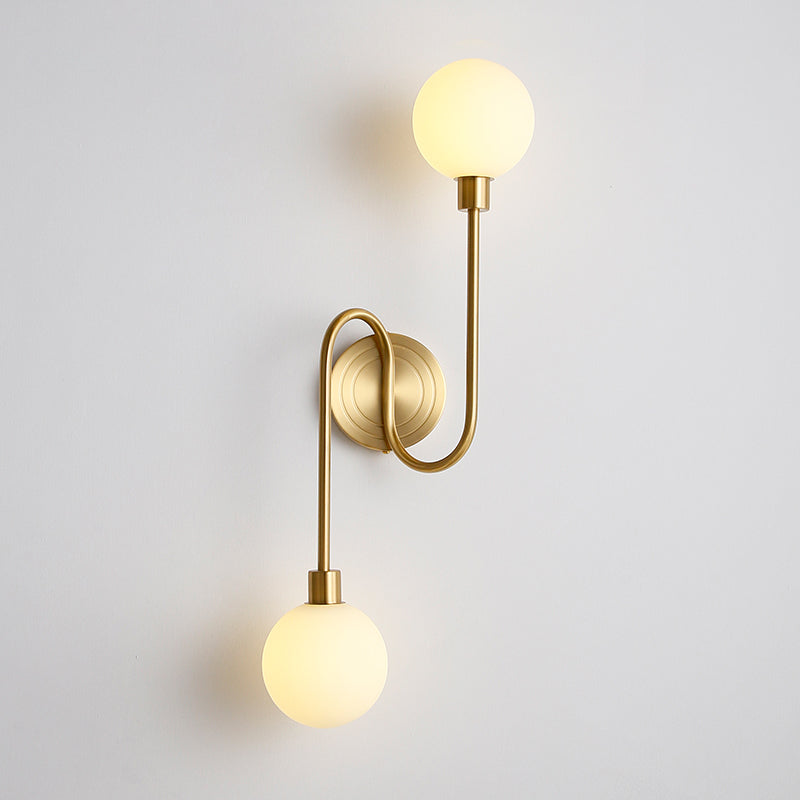 Holten Modern Minimalist Armed Brass Glass Sconce Wall Lamp - Lamp Copper