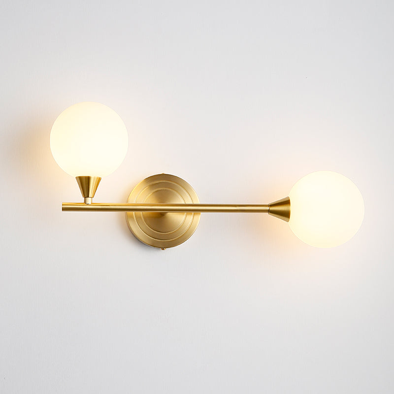 Holten Modern Minimalist Armed Brass Glass Sconce Wall Lamp - Lamp Copper