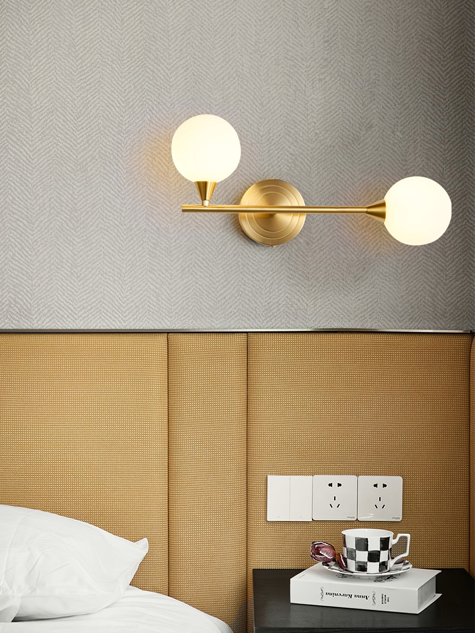 Holten Modern Minimalist Armed Brass Glass Sconce Wall Lamp - Lamp Copper