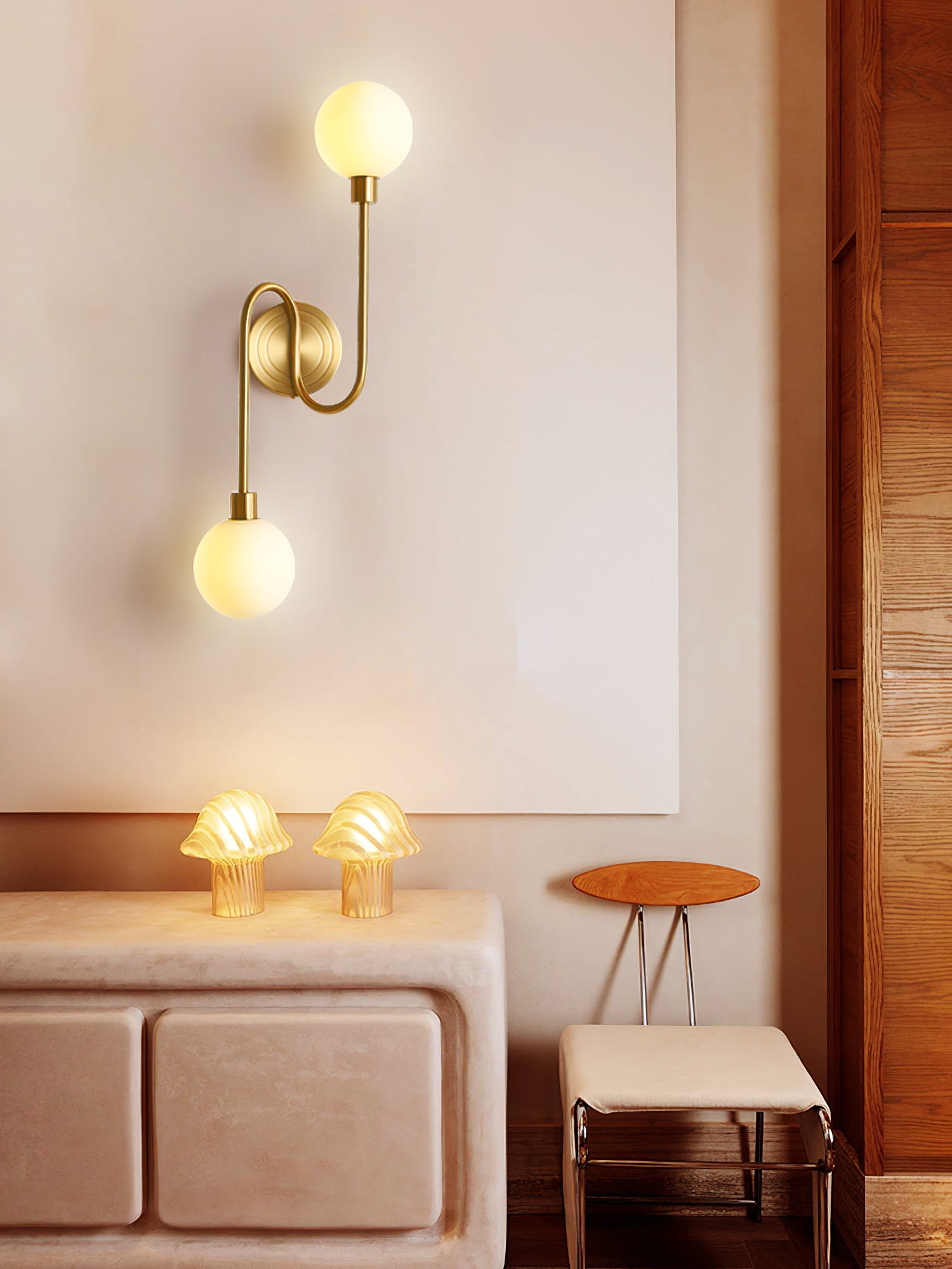 Holten Modern Minimalist Armed Brass Glass Sconce Wall Lamp - Lamp Copper