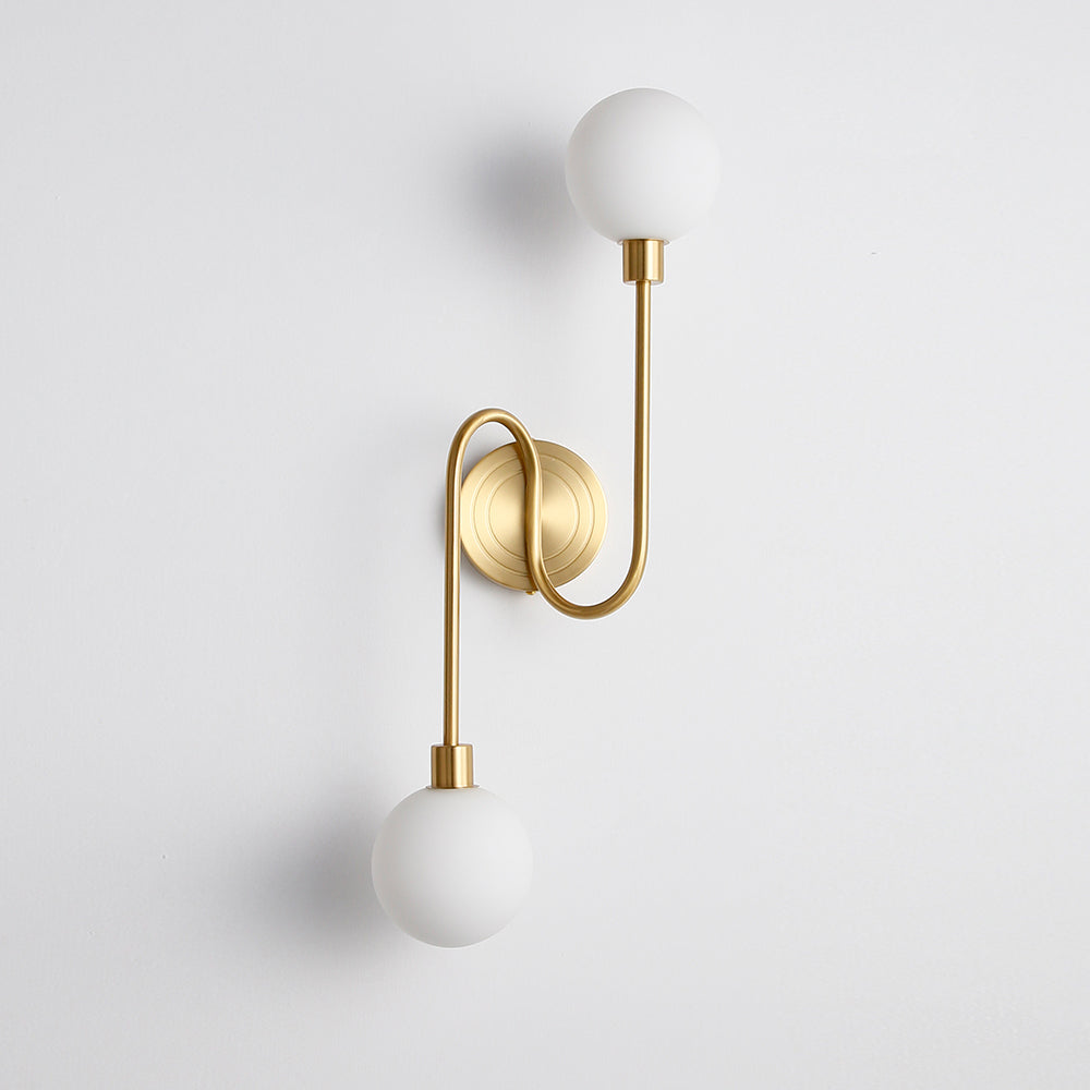 Holten Modern Minimalist Armed Brass Glass Sconce Wall Lamp - Lamp Copper