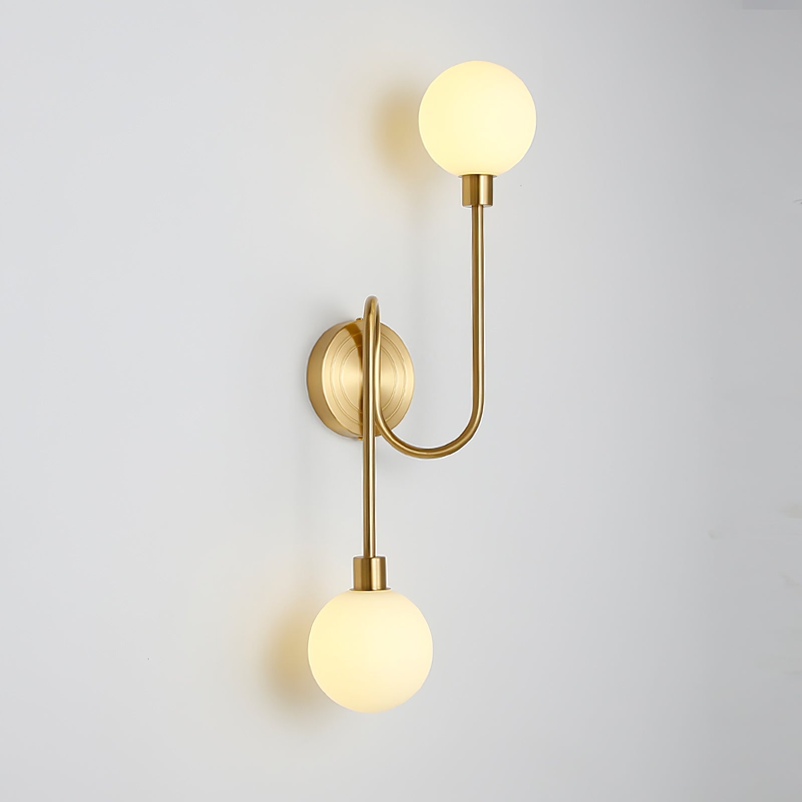 Holten Modern Minimalist Armed Brass Glass Sconce Wall Lamp - Lamp Copper