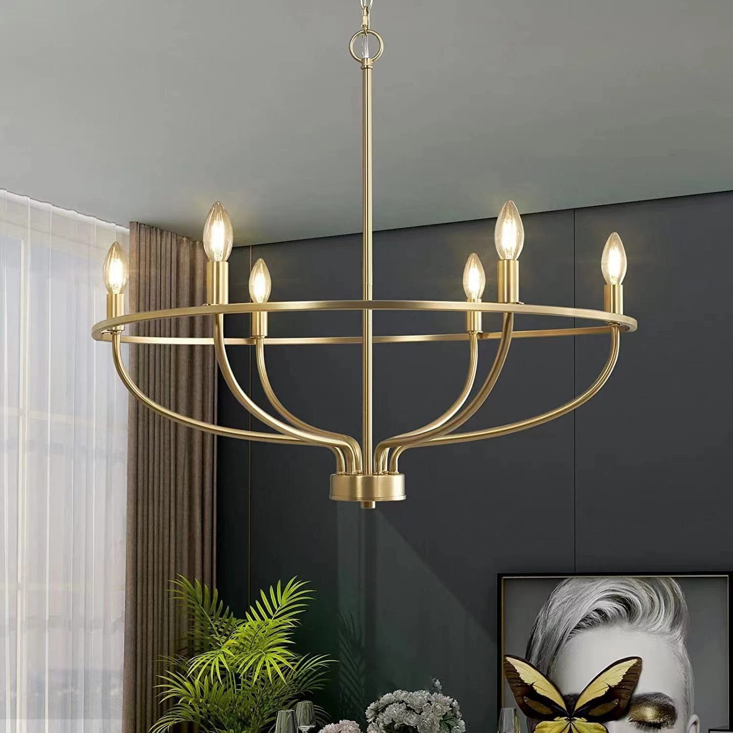 Myphaos Vintage Industrial HomePlace Brass Metal Chandelier - Lamp Copper