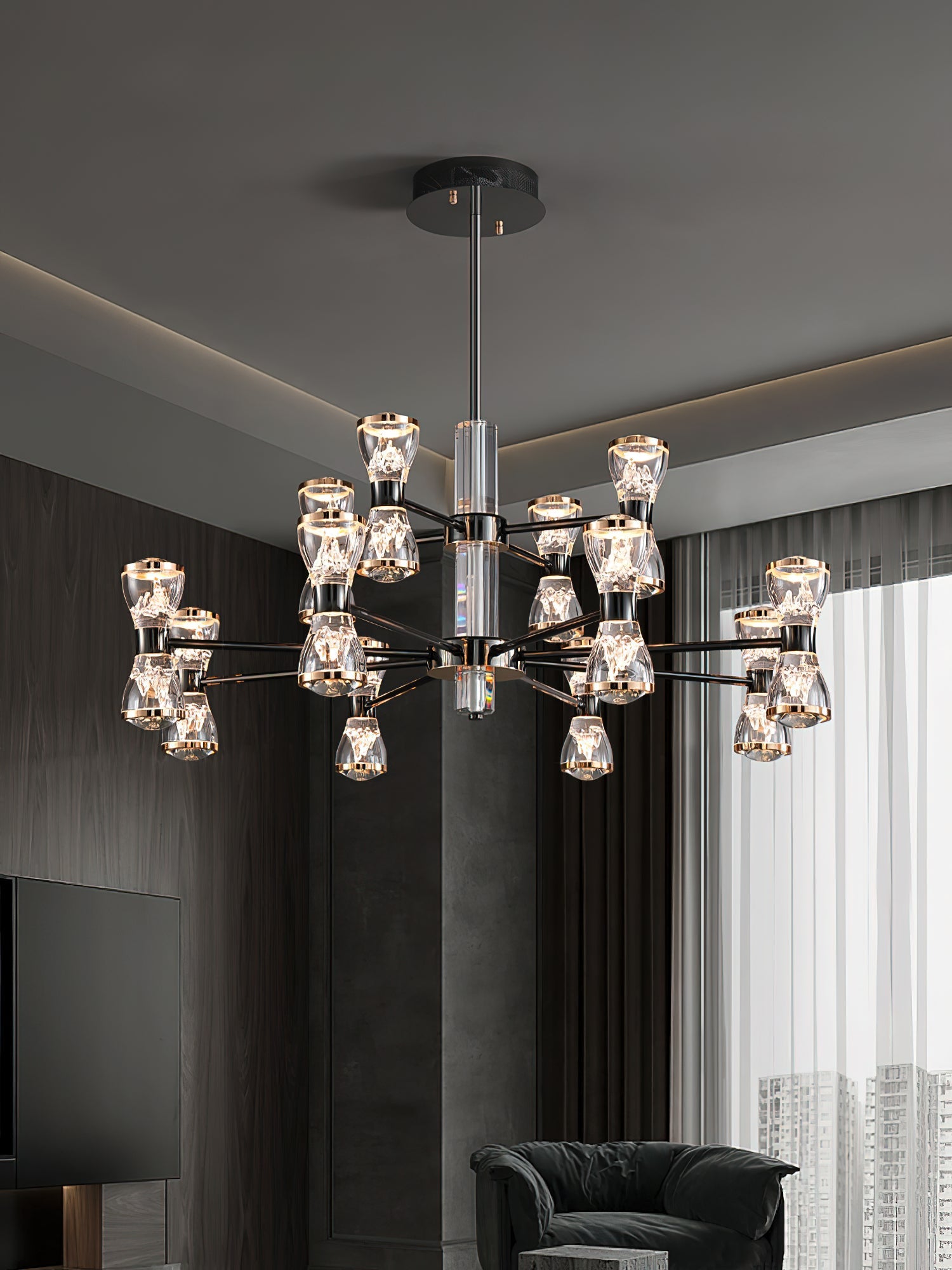 Orvelion Postmodern Luxury Honeycomb LED Acrylic Metal Chandelier - Lamp Copper