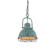 Hopedale Vintage Industrial Antique Green Metal Pendant Light - Lamp Copper