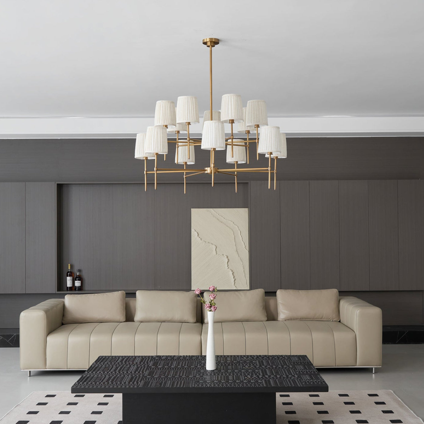 Erthaos Premium Elegance Metal Fabric Chandelier - Lamp Copper
