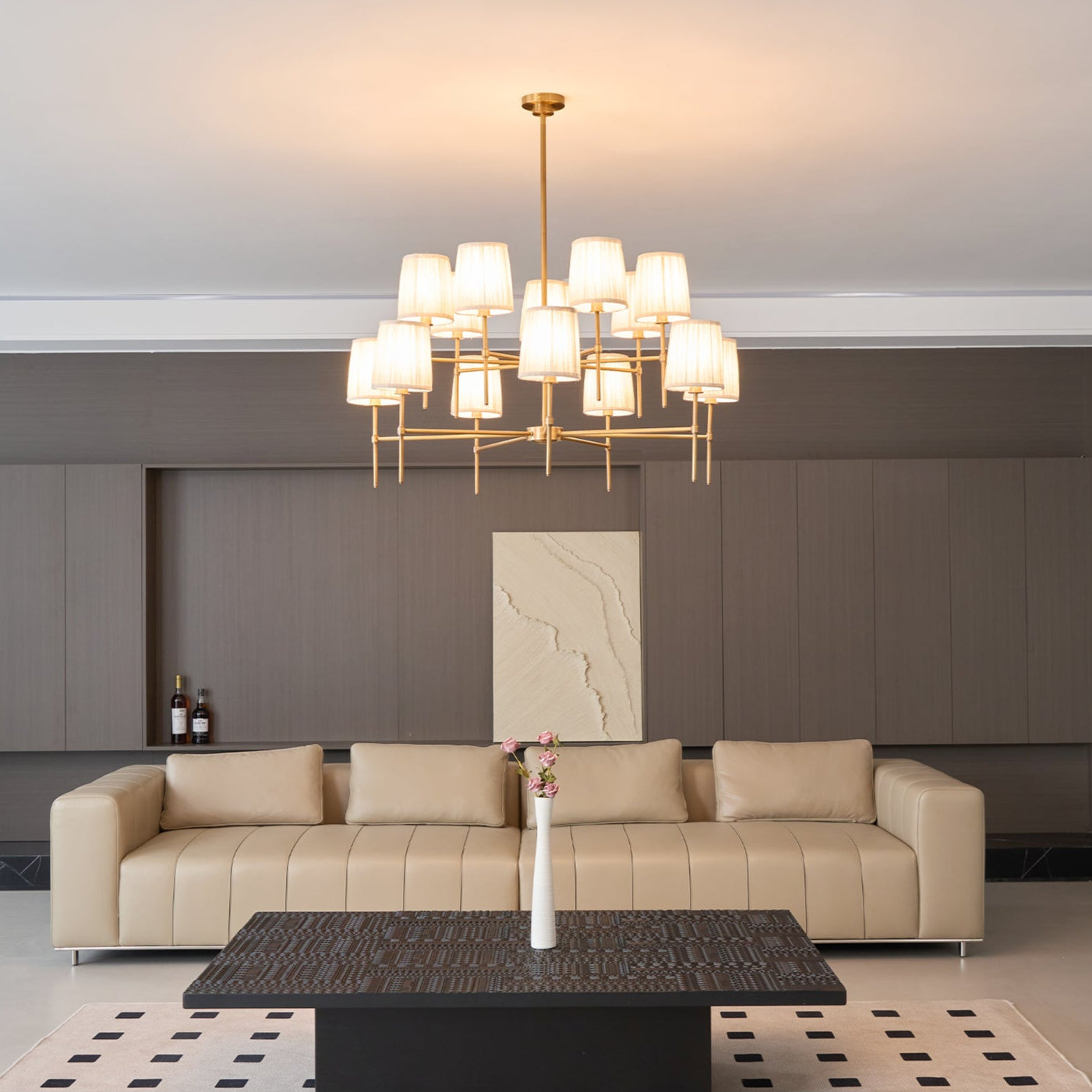 Erthaos Premium Elegance Metal Fabric Chandelier - Lamp Copper