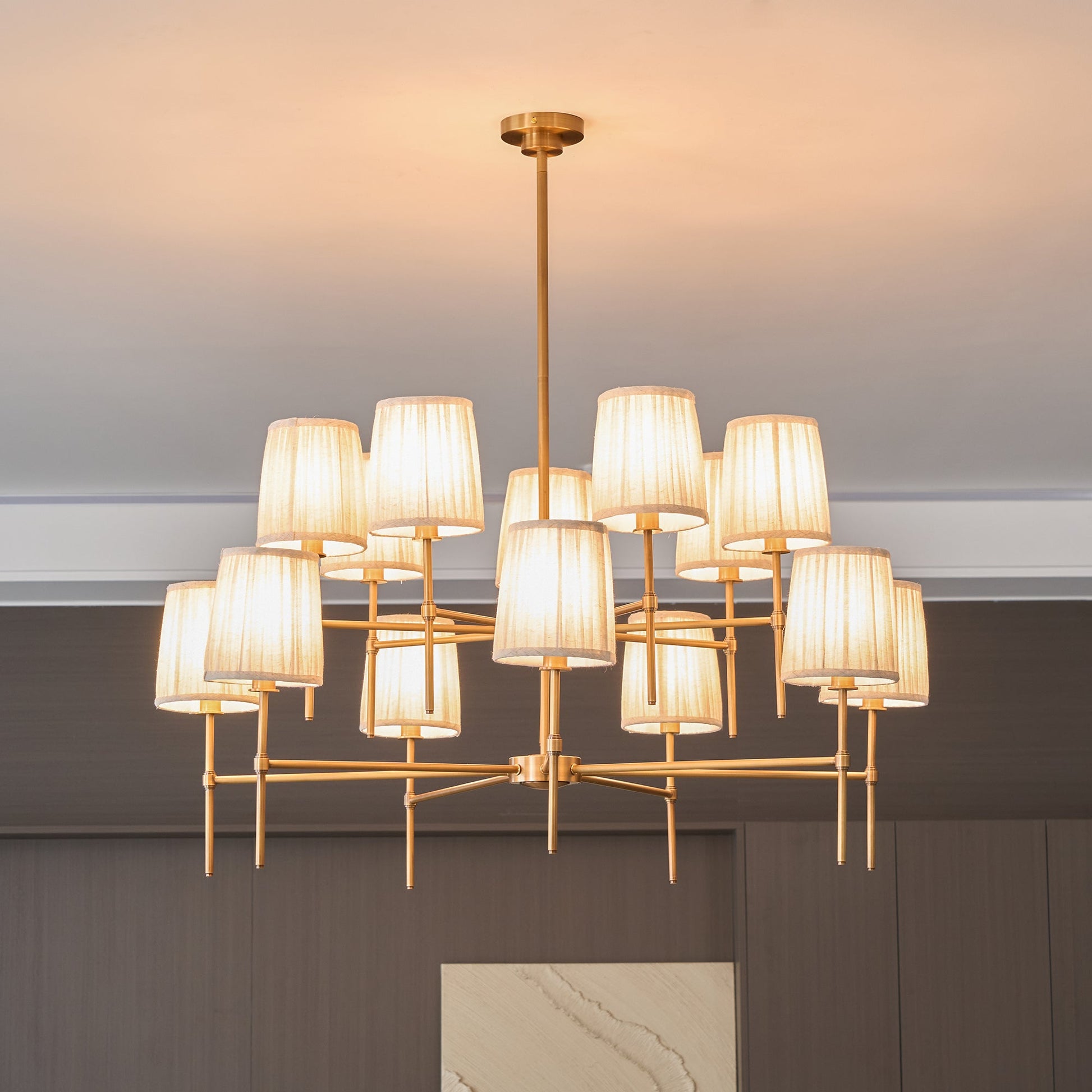 Erthaos Premium Elegance Metal Fabric Chandelier - Lamp Copper