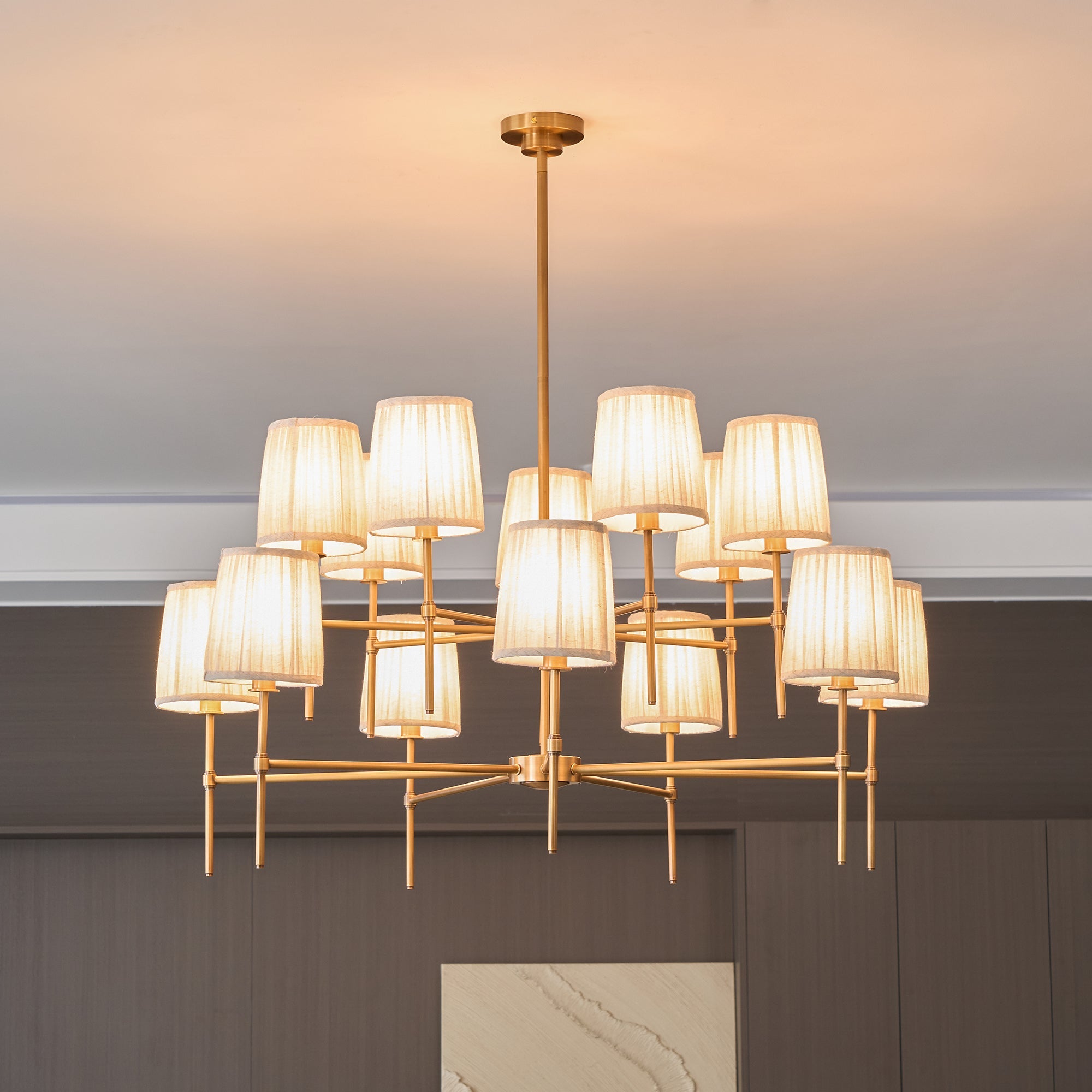 Erthaos Premium Elegance Metal Fabric Chandelier - Lamp Copper
