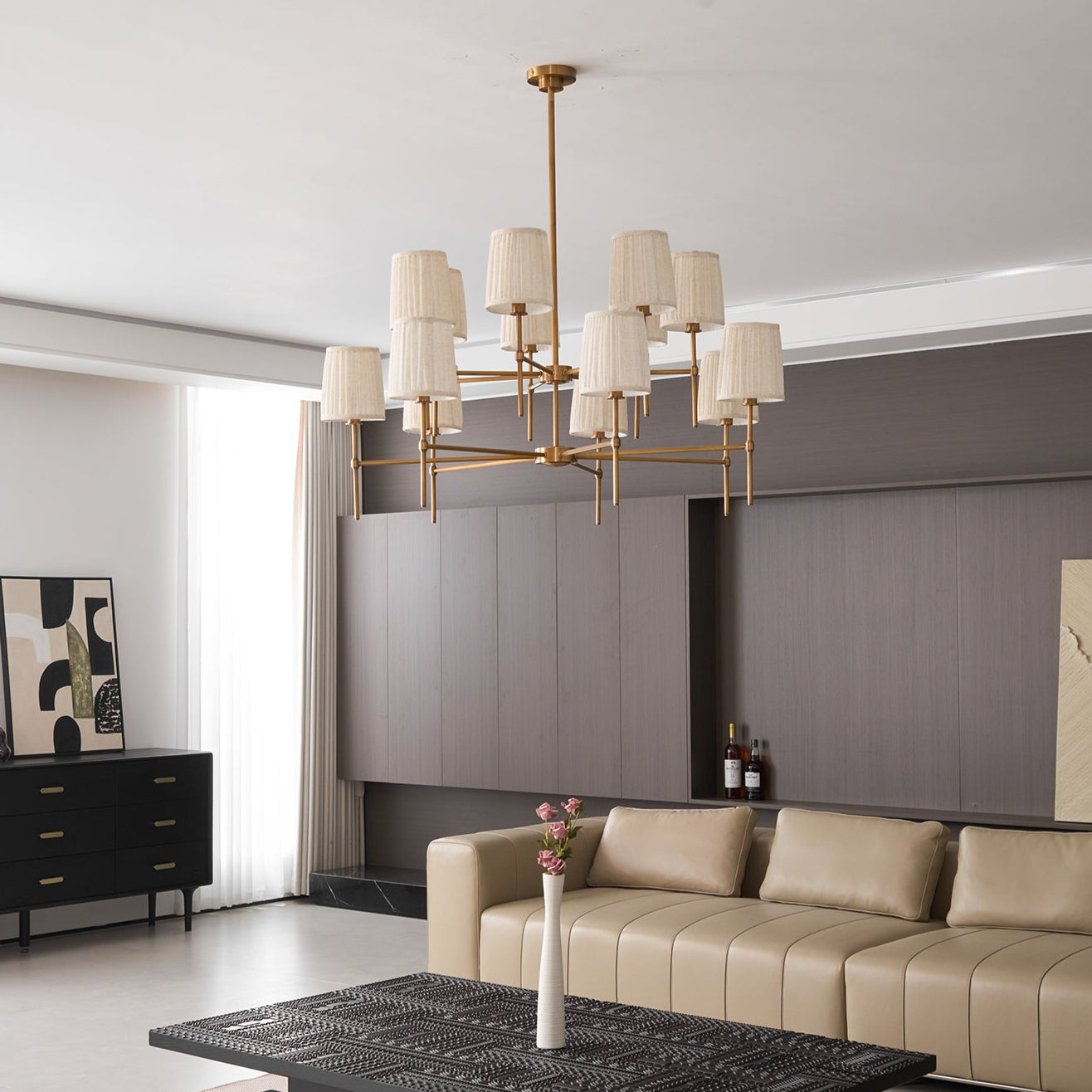 Erthaos Premium Elegance Metal Fabric Chandelier - Lamp Copper