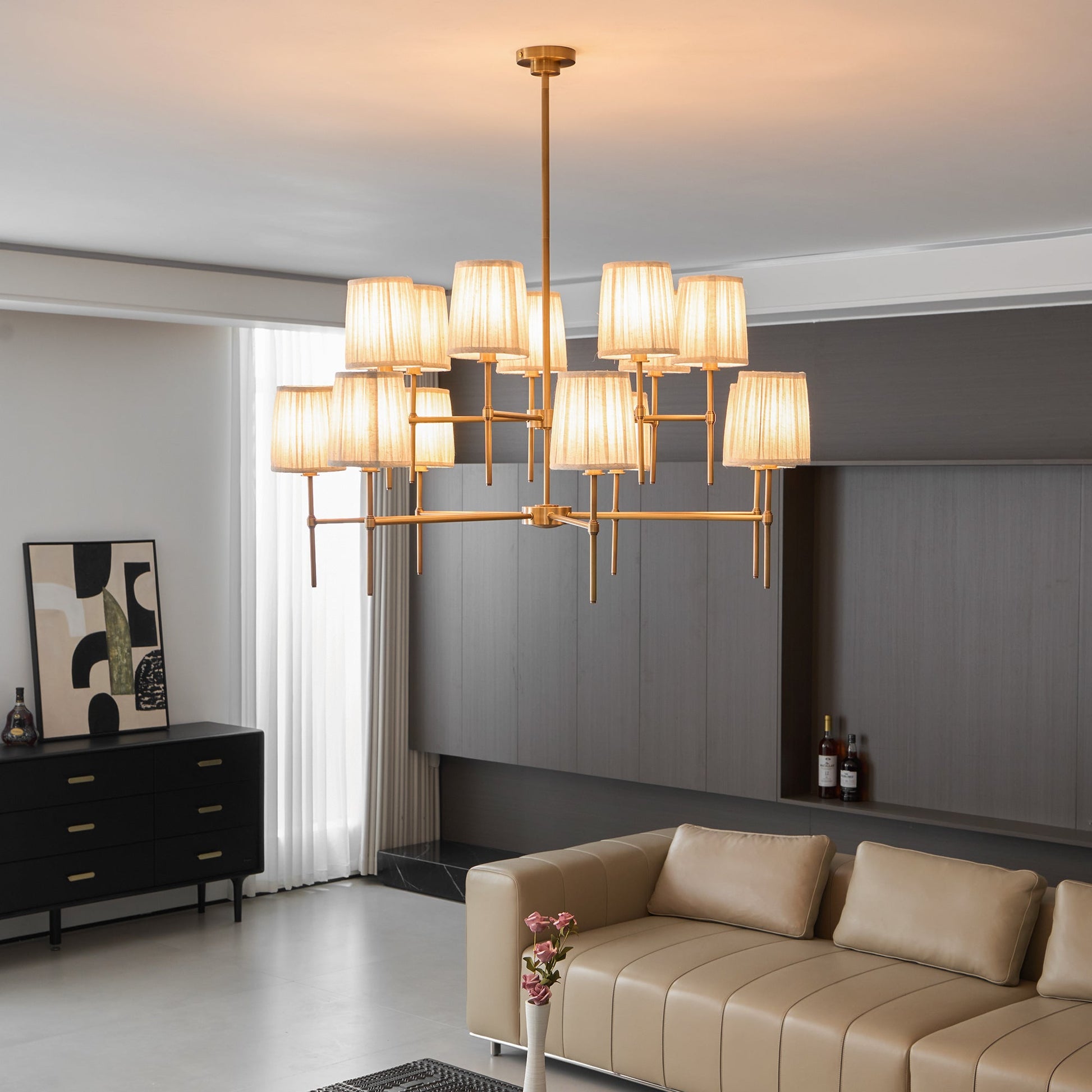 Erthaos Premium Elegance Metal Fabric Chandelier - Lamp Copper