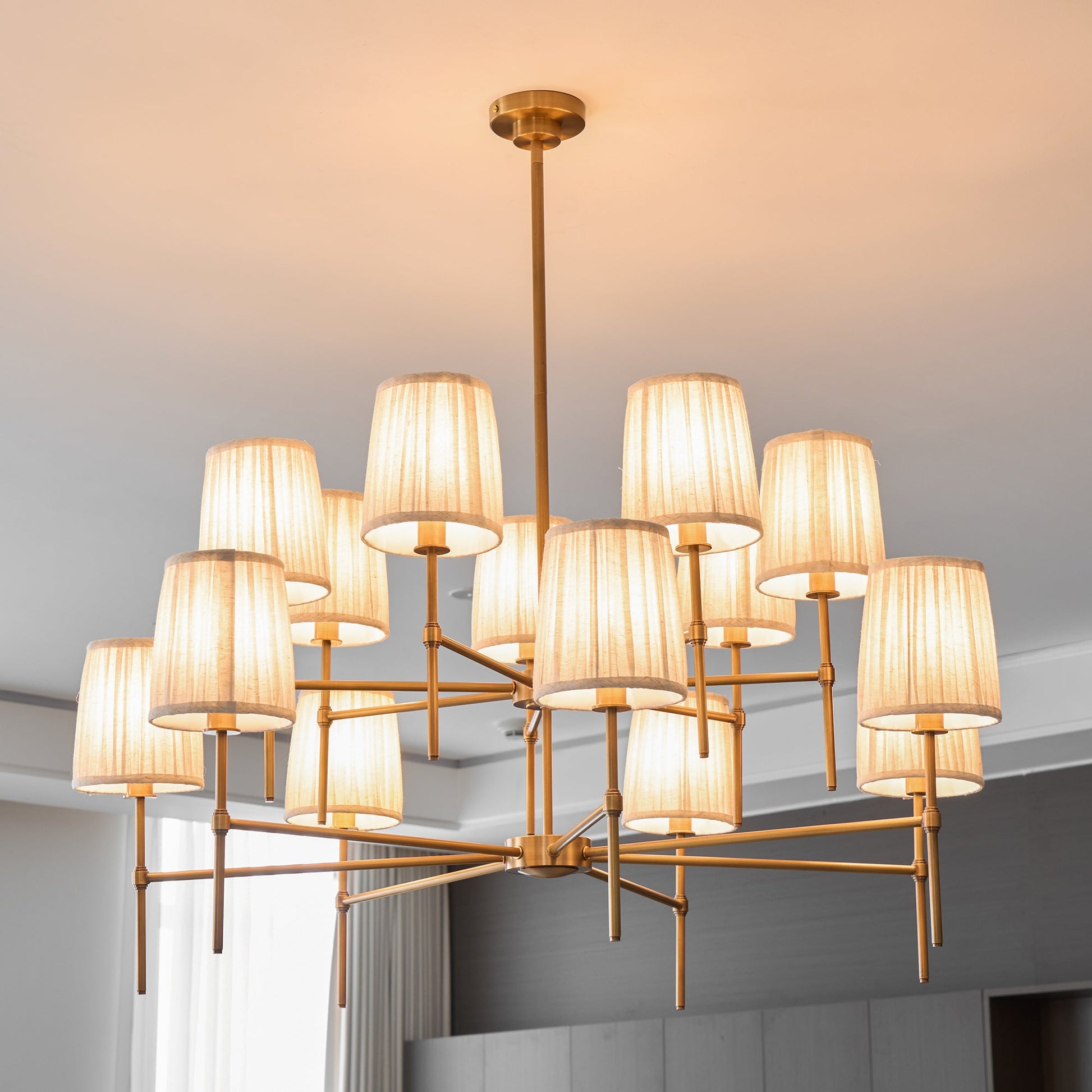 Erthaos Premium Elegance Metal Fabric Chandelier - Lamp Copper