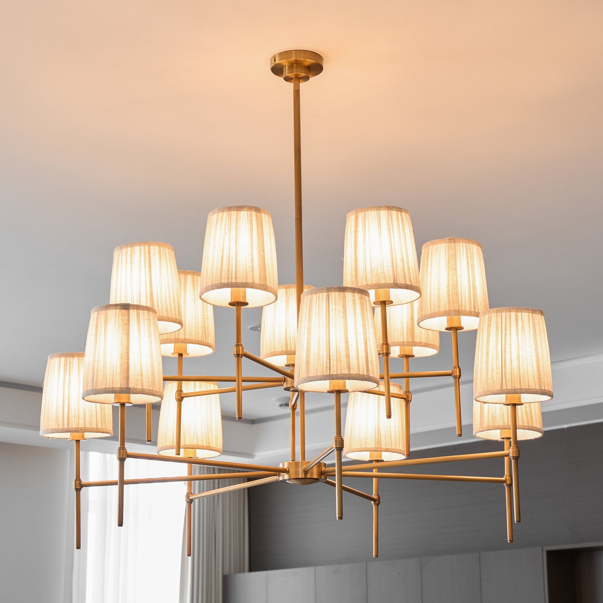 Erthaos Premium Elegance Metal Fabric Chandelier - Lamp Copper