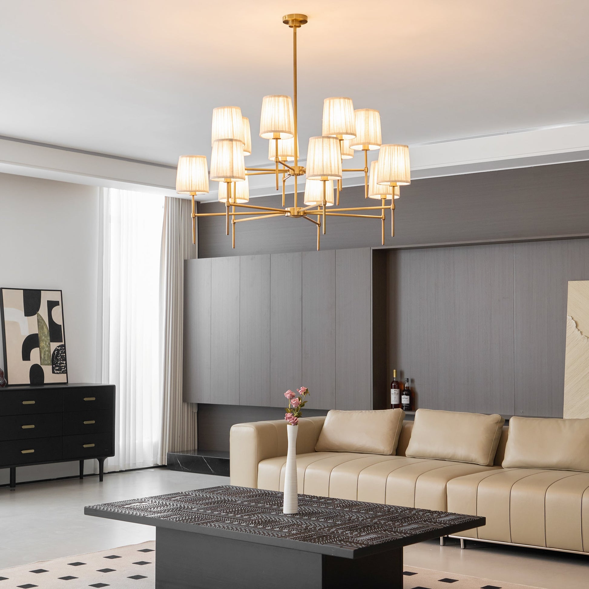 Erthaos Premium Elegance Metal Fabric Chandelier - Lamp Copper