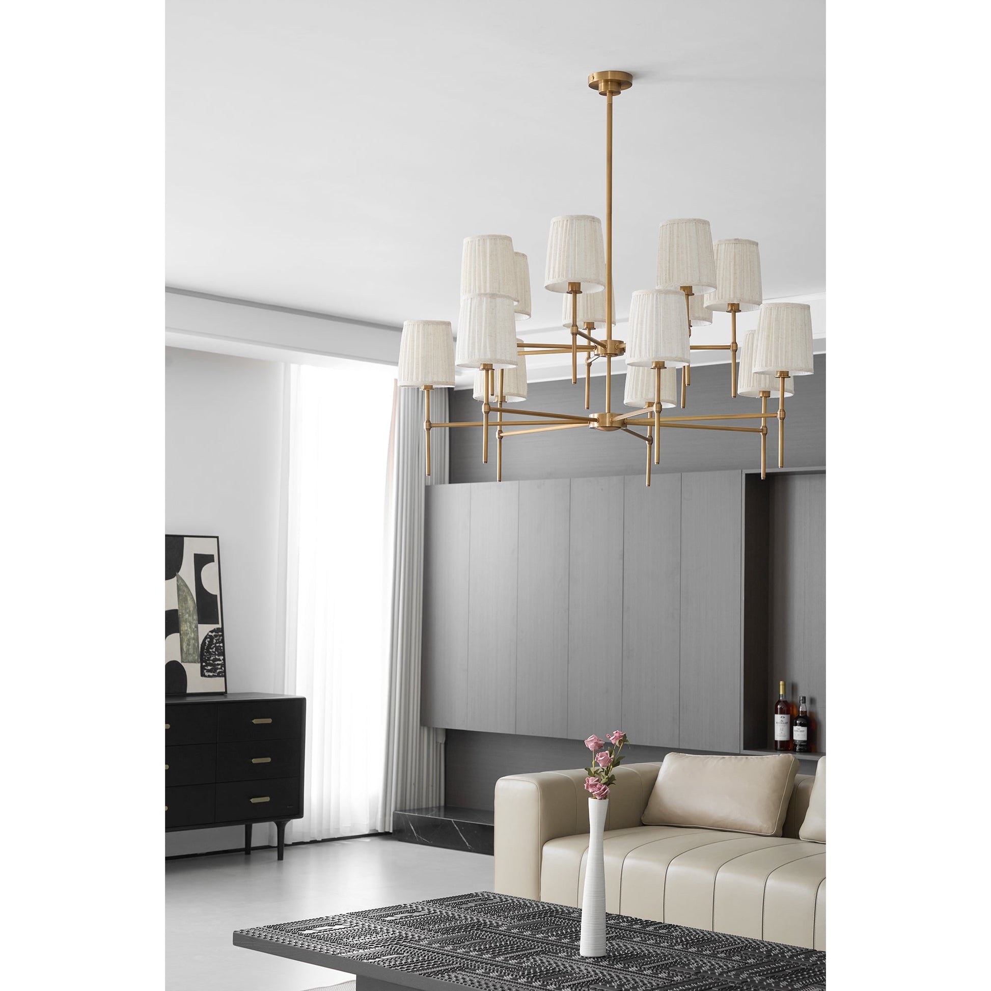 Erthaos Premium Elegance Metal Fabric Chandelier - Lamp Copper