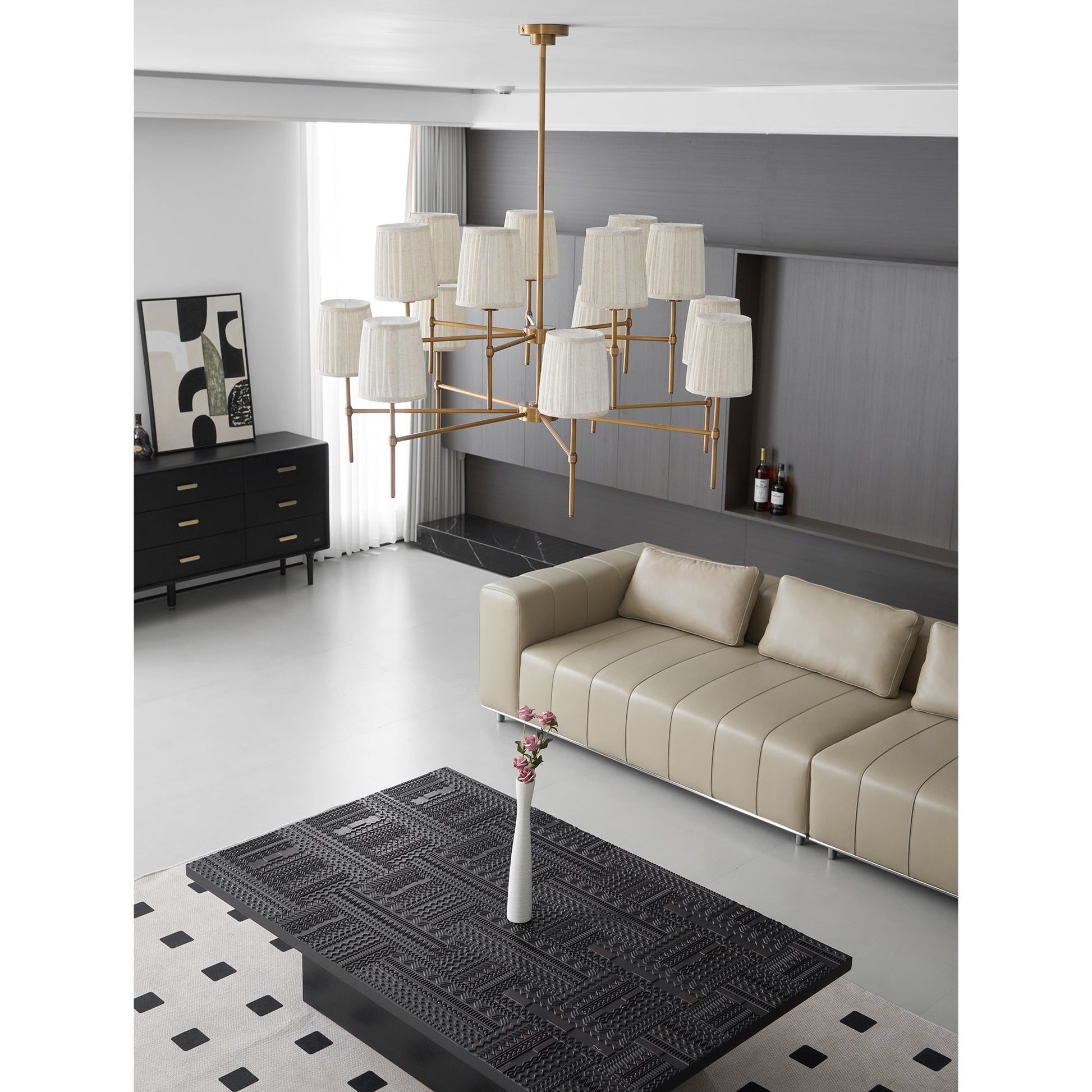 Erthaos Premium Elegance Metal Fabric Chandelier - Lamp Copper