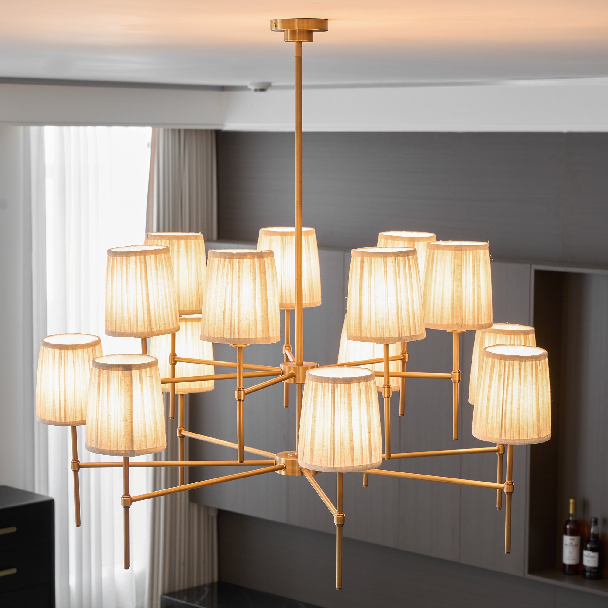 Erthaos Premium Elegance Metal Fabric Chandelier - Lamp Copper