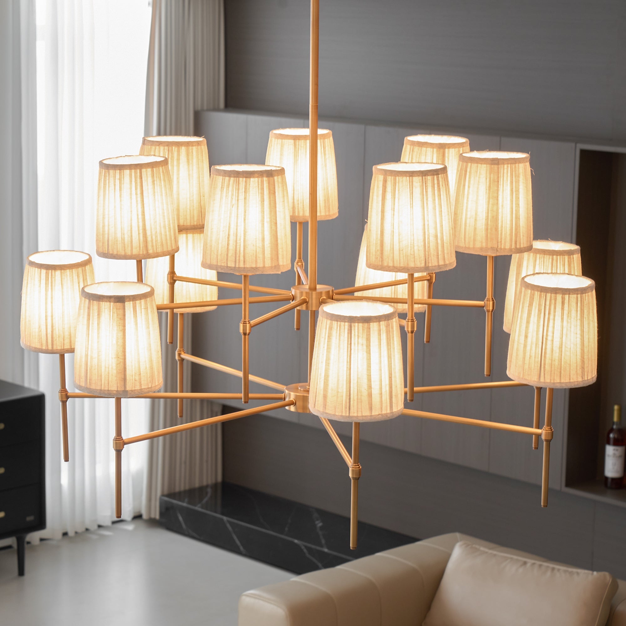 Erthaos Premium Elegance Metal Fabric Chandelier - Lamp Copper