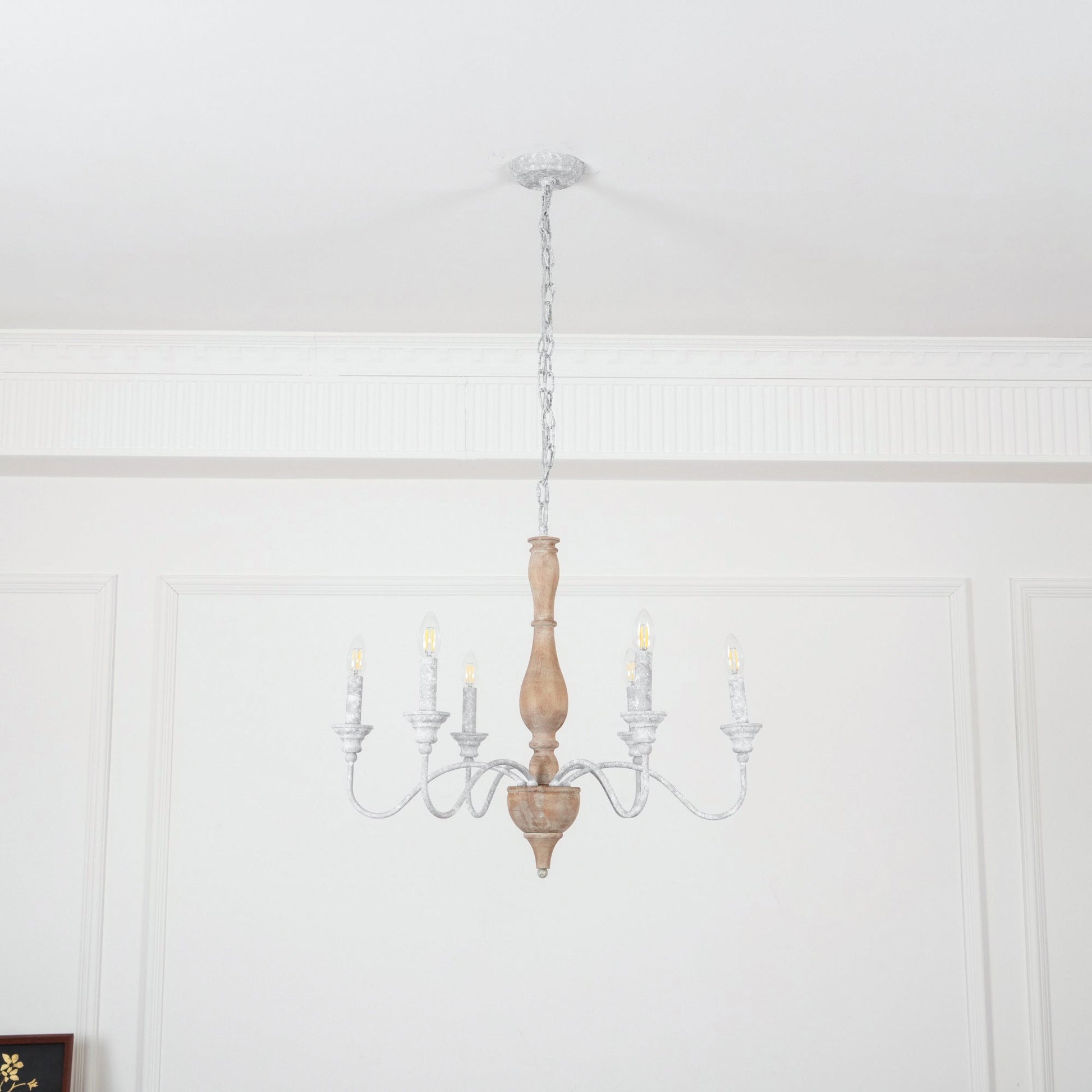Eurloryra Vintage Candle Hand-carved Wood Chandelier - Lamp Copper