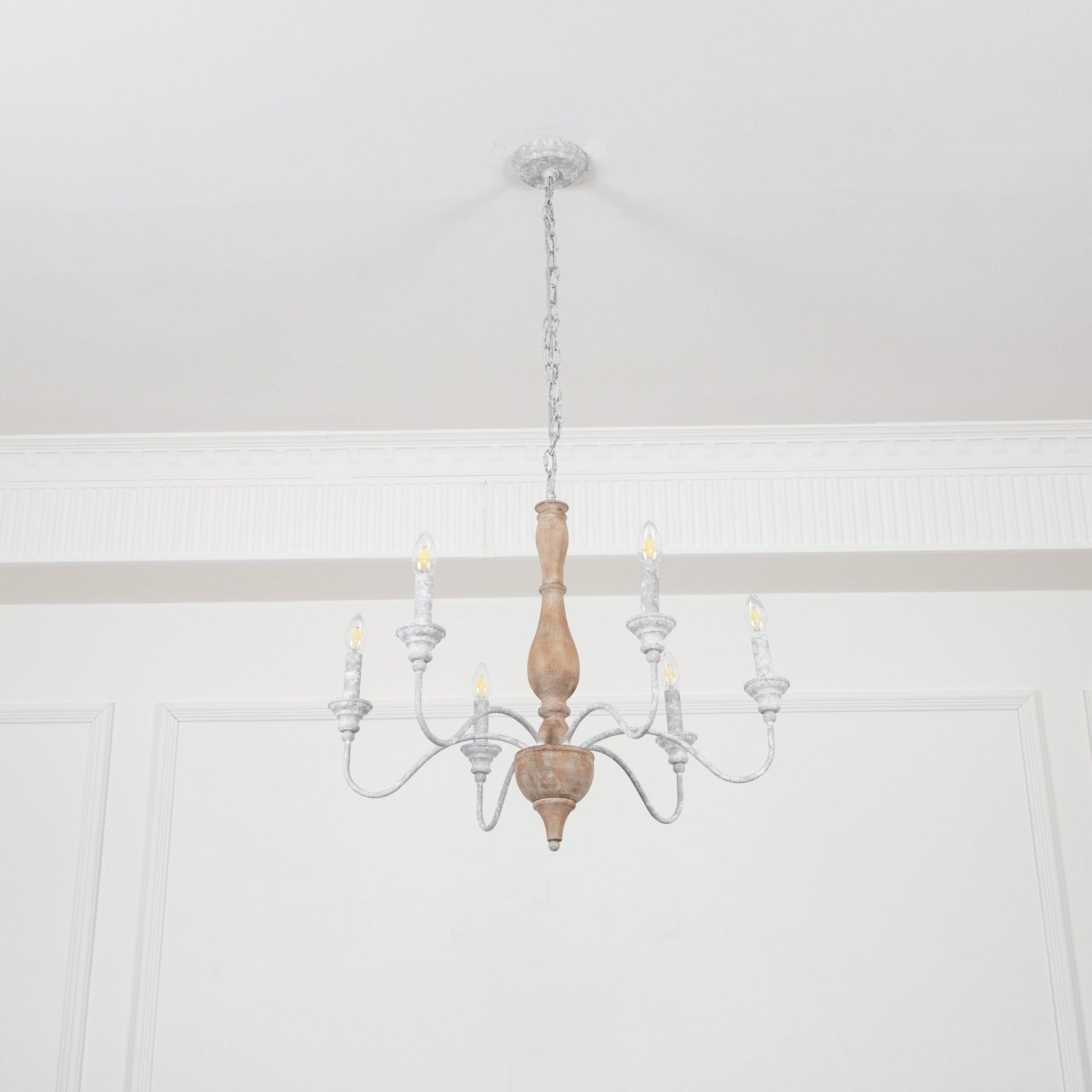 Eurloryra Vintage Candle Hand-carved Wood Chandelier - Lamp Copper