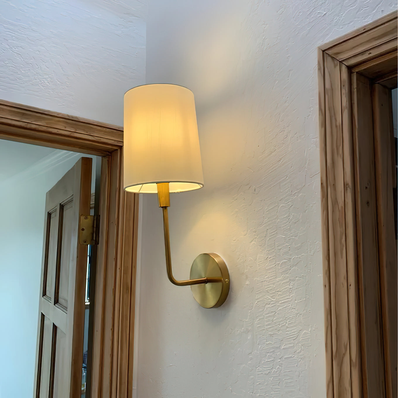 Orvynia Modern Minimalist Brass Fabric Wall Lamp - Lamp Copper