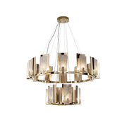Nyraeila Postmodern Luxury Metal Alabaster Round Chandelier - Lamp Copper