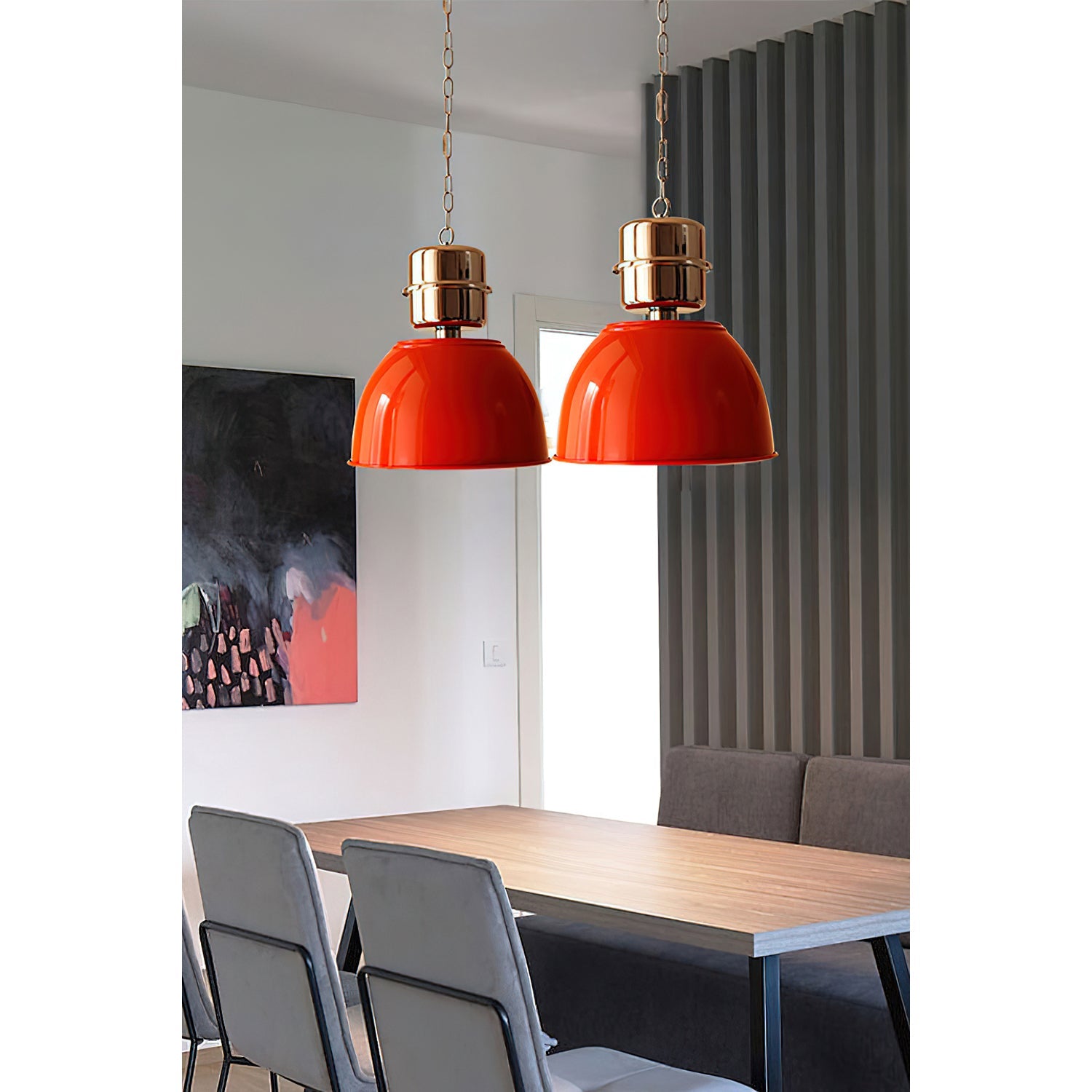 Evlaeia Modern Minimalist Orange Metal Pendant Lamp - Lamp Copper